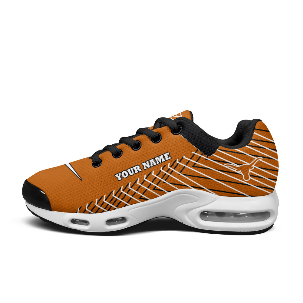 Texas Longhorns Personalized Name Team Colors Jagged Lines TN Air Max Shoes Air Cushion Sneakers