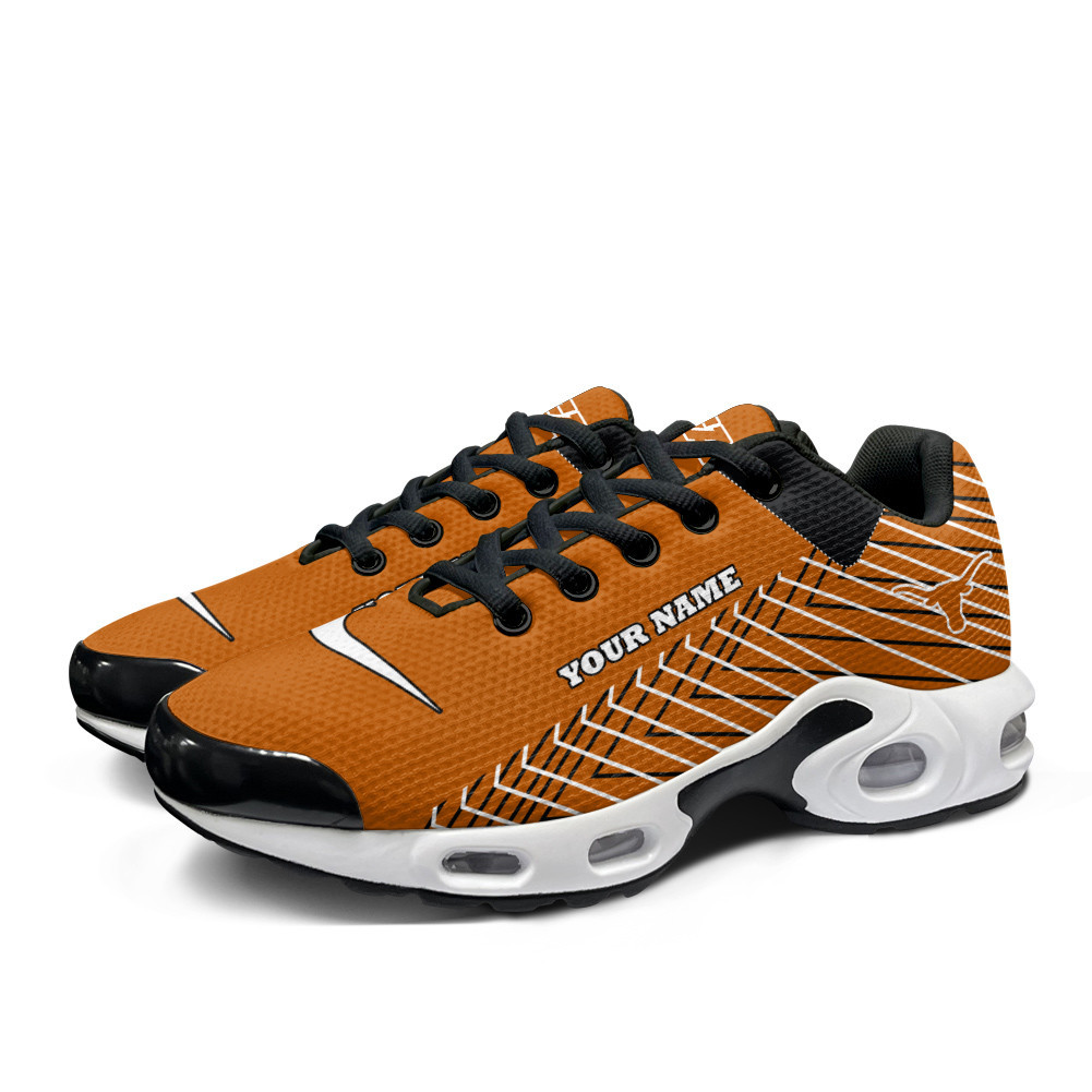 Texas Longhorns Personalized Name Team Colors Jagged Lines TN Air Max Shoes Air Cushion Sneakers