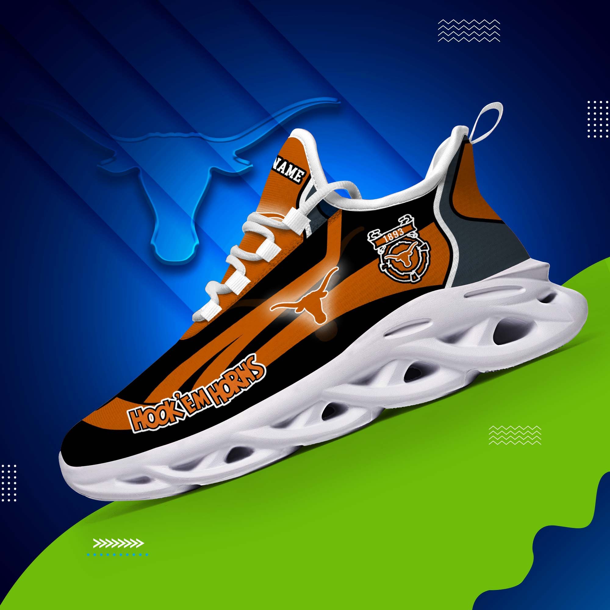 Texas Longhorns White C Sneakers 2026 Version Personalized Your Name 090