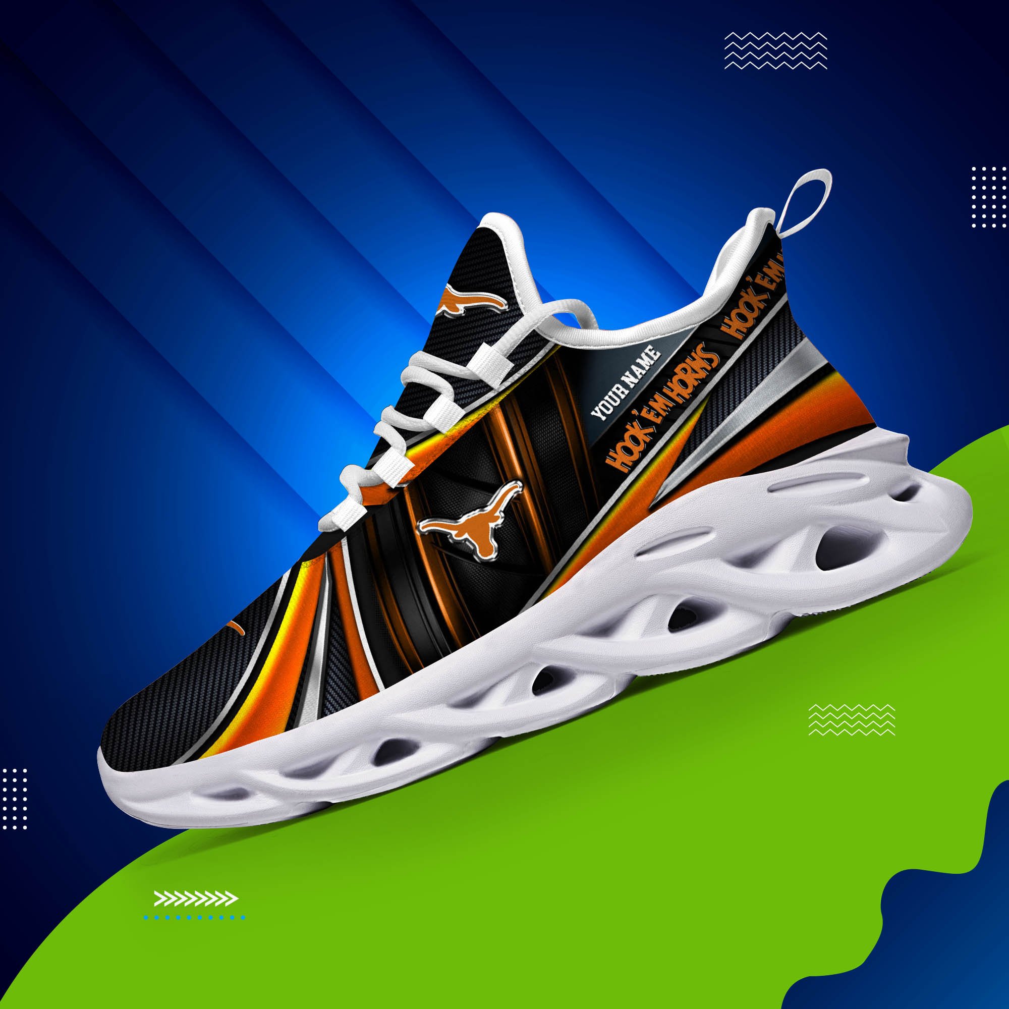 Texas Longhorns White C Sneakers 2026 Version Personalized Your Name, Sport Team Sneakers, Sport Gifts PH892