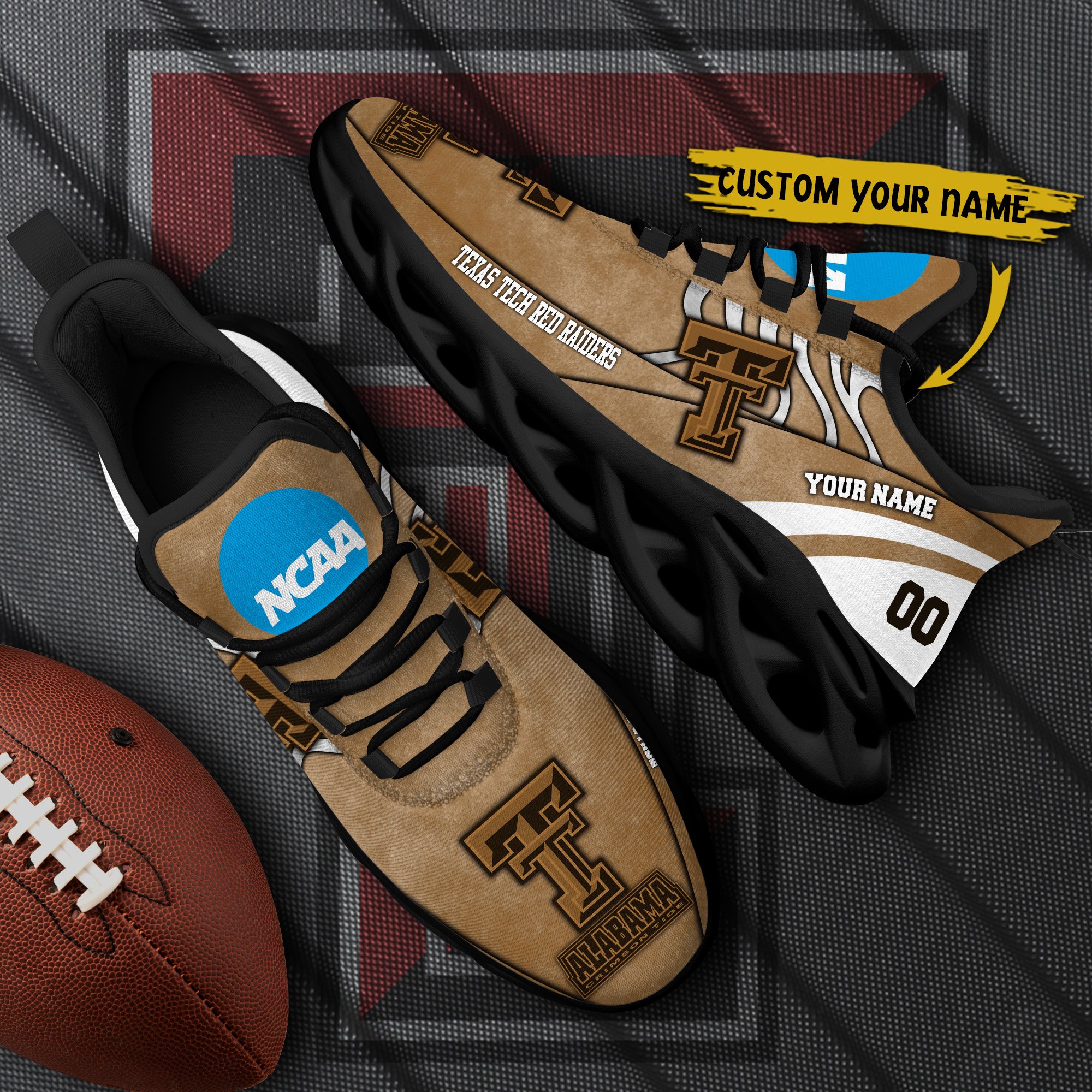 Texas Tech Red Raiders Black Max Soul Shoes 2026 Versions Custom Your Name And Number 312