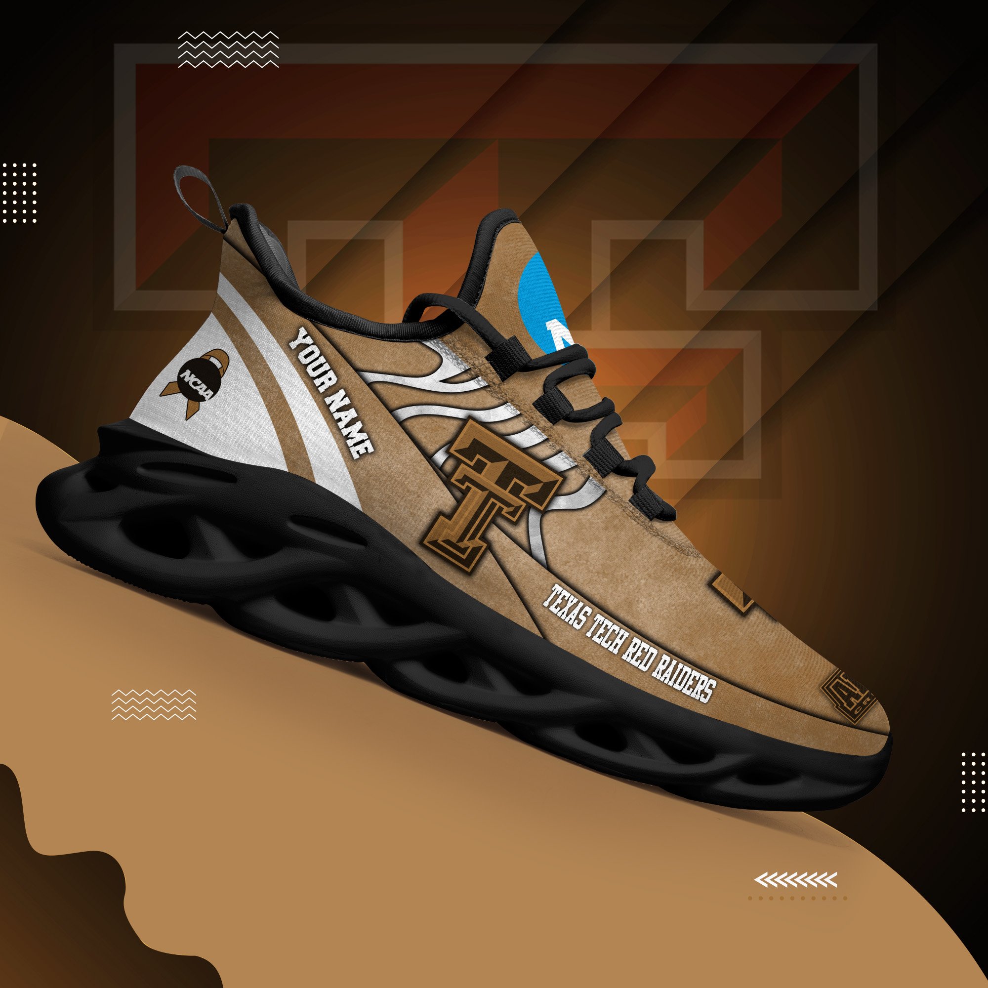 Texas Tech Red Raiders Black Max Soul Shoes 2026 Versions Custom Your Name And Number 312