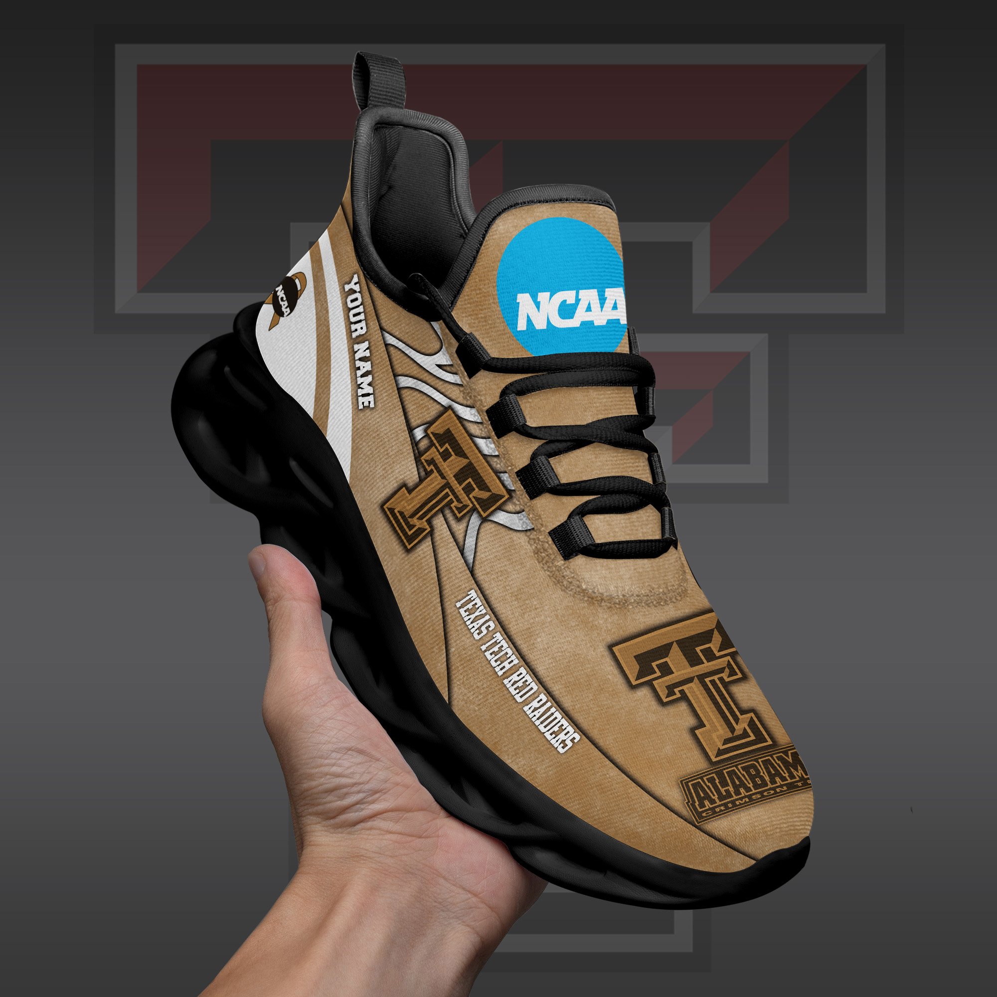Texas Tech Red Raiders Black Max Soul Shoes 2026 Versions Custom Your Name And Number 312