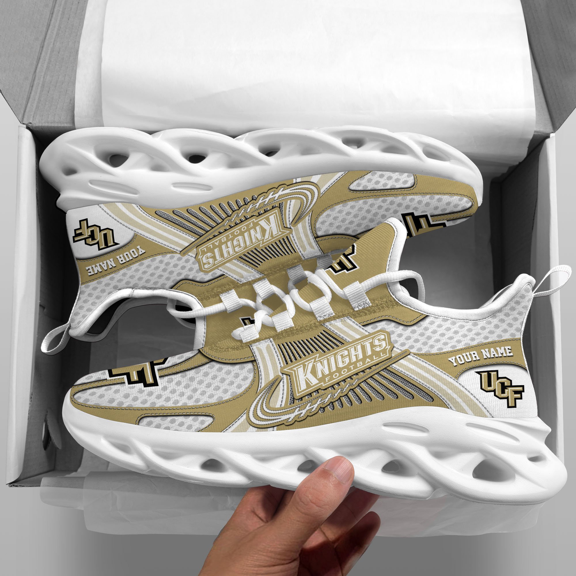 UCF Knights Clunky Sneakers Custom Your Name, Sport Sneakers, Sport Gifts For Fan, Gifts For Him