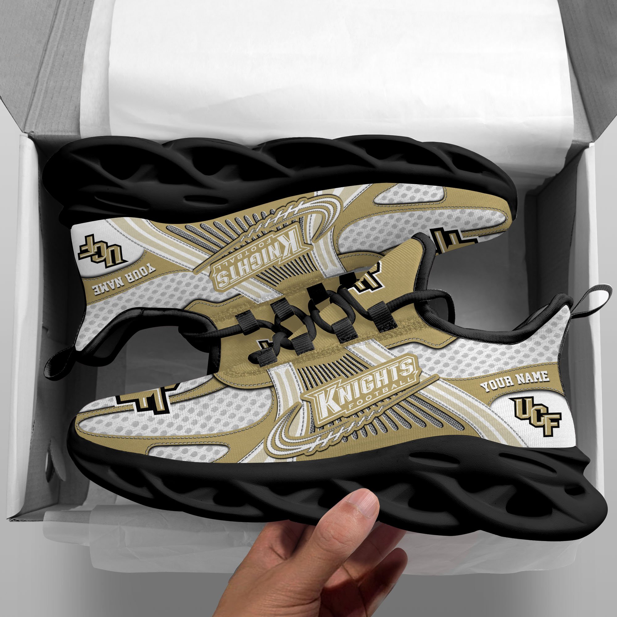 UCF Knights Clunky Sneakers Custom Your Name, Sport Sneakers, Sport Gifts For Fan, Gifts For Him
