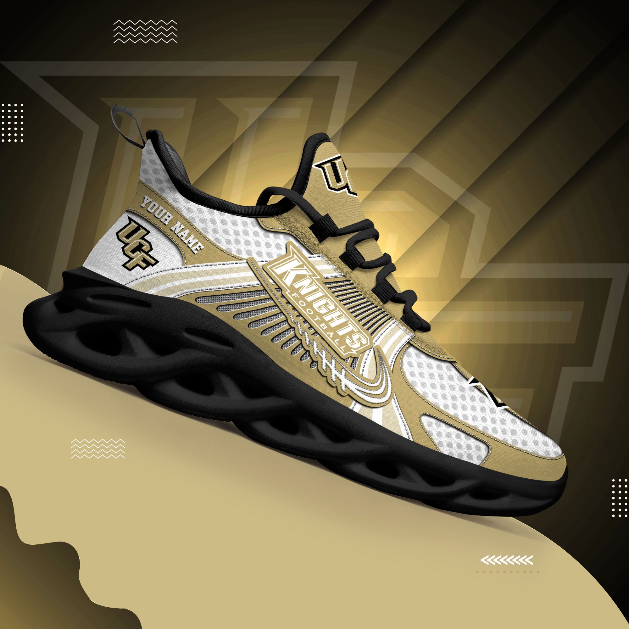 UCF Knights Clunky Sneakers Custom Your Name, Sport Sneakers, Sport Gifts For Fan, Gifts For Him