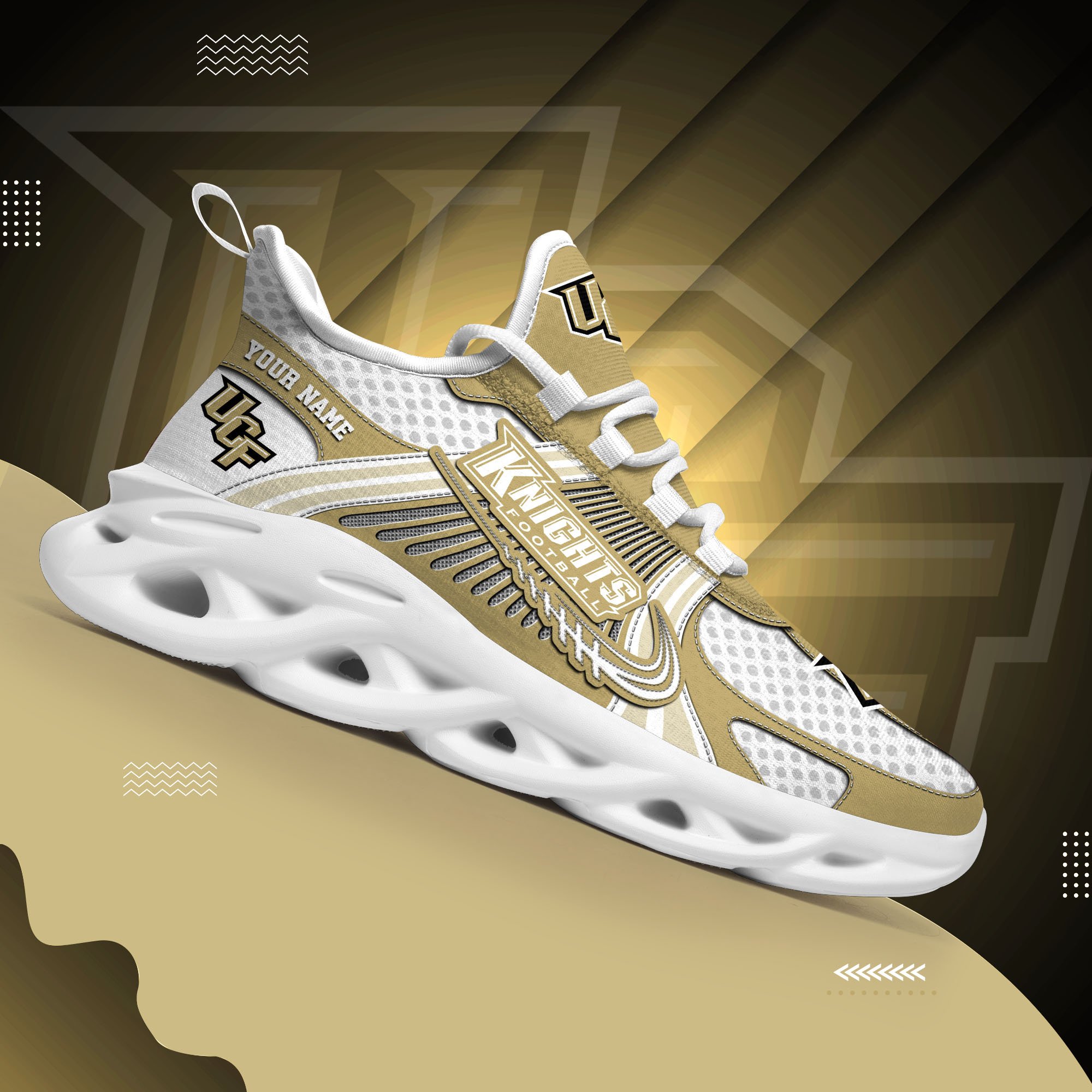 UCF Knights Clunky Sneakers Custom Your Name, Sport Sneakers, Sport Gifts For Fan, Gifts For Him