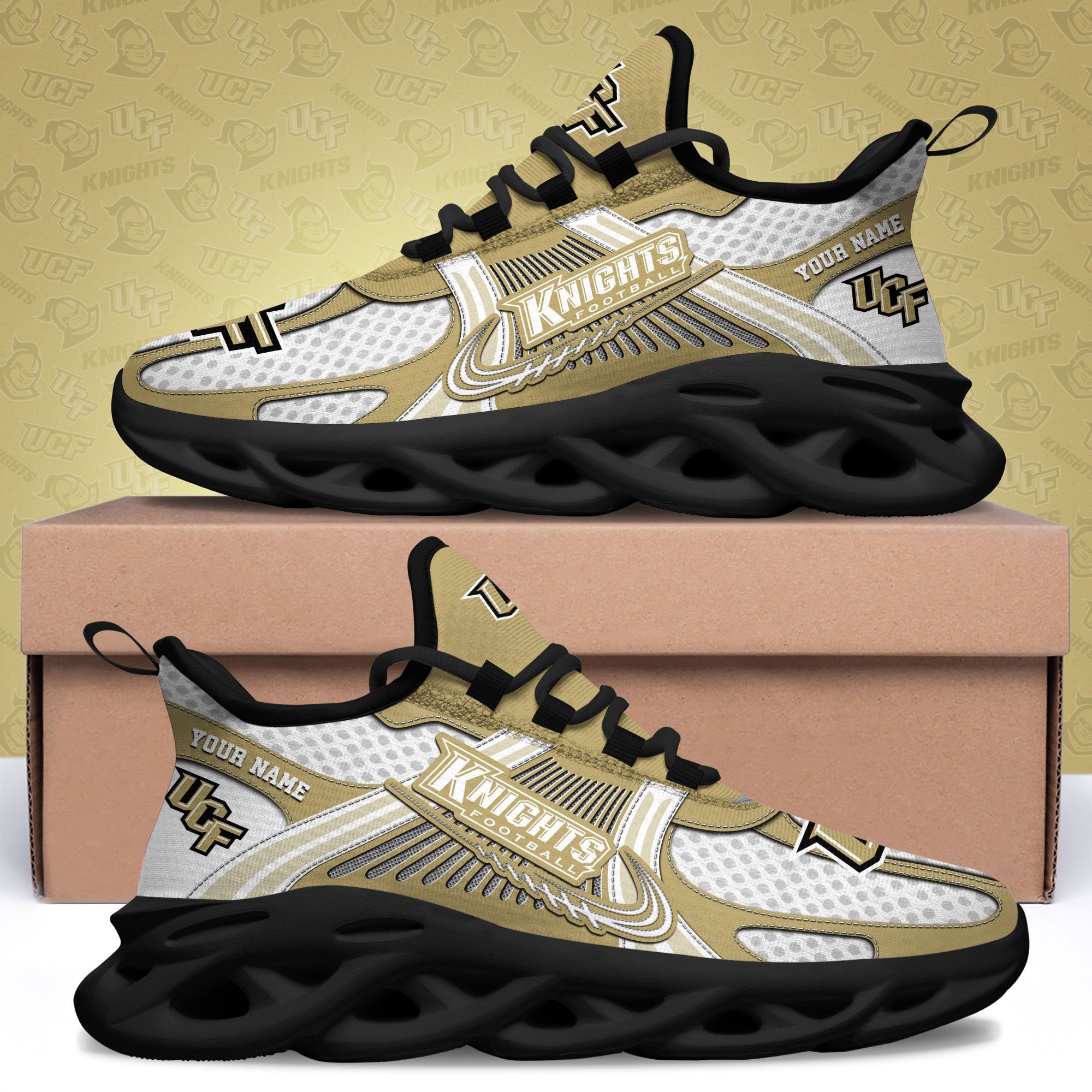 UCF Knights Clunky Sneakers Custom Your Name, Sport Sneakers, Sport Gifts For Fan, Gifts For Him