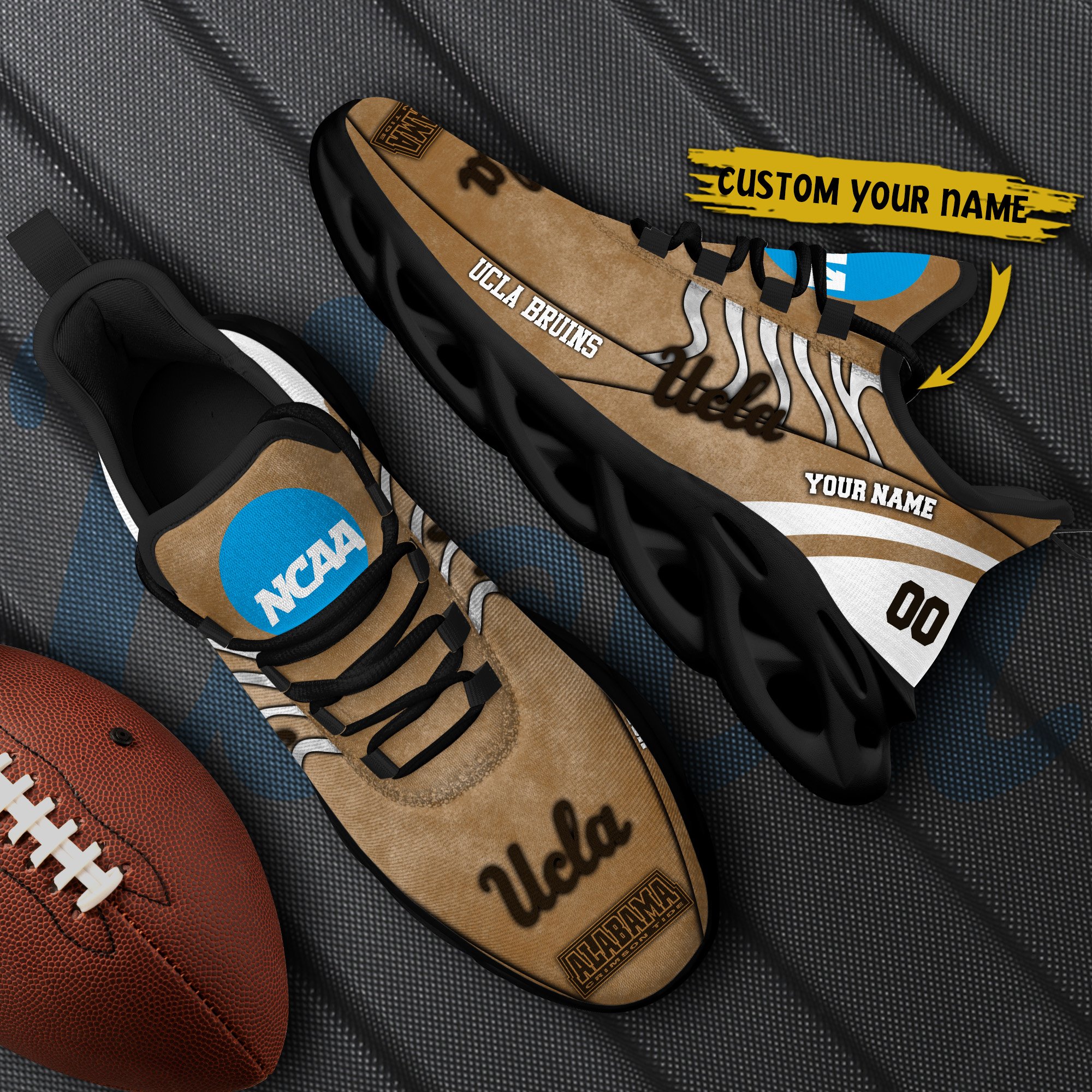 UCLA Bruins Black Max Soul Shoes 2026 Versions Custom Your Name And Number 312