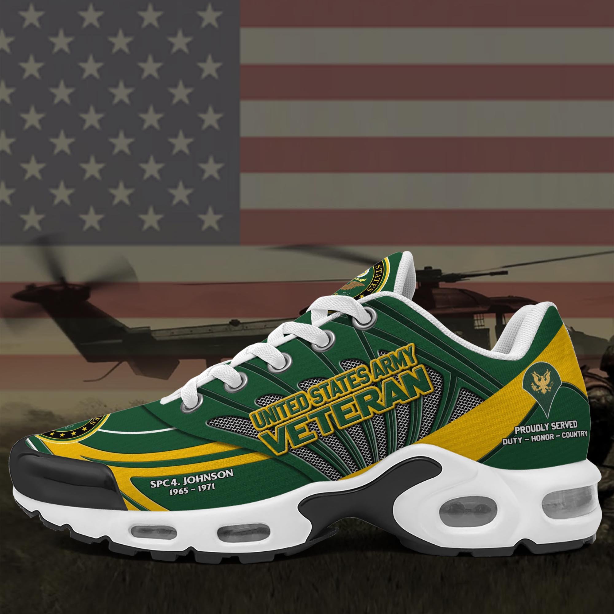 US Army TN Shoes Custom Name, Rank And Year, Military Veteran Shoes, Military Gifts PH475