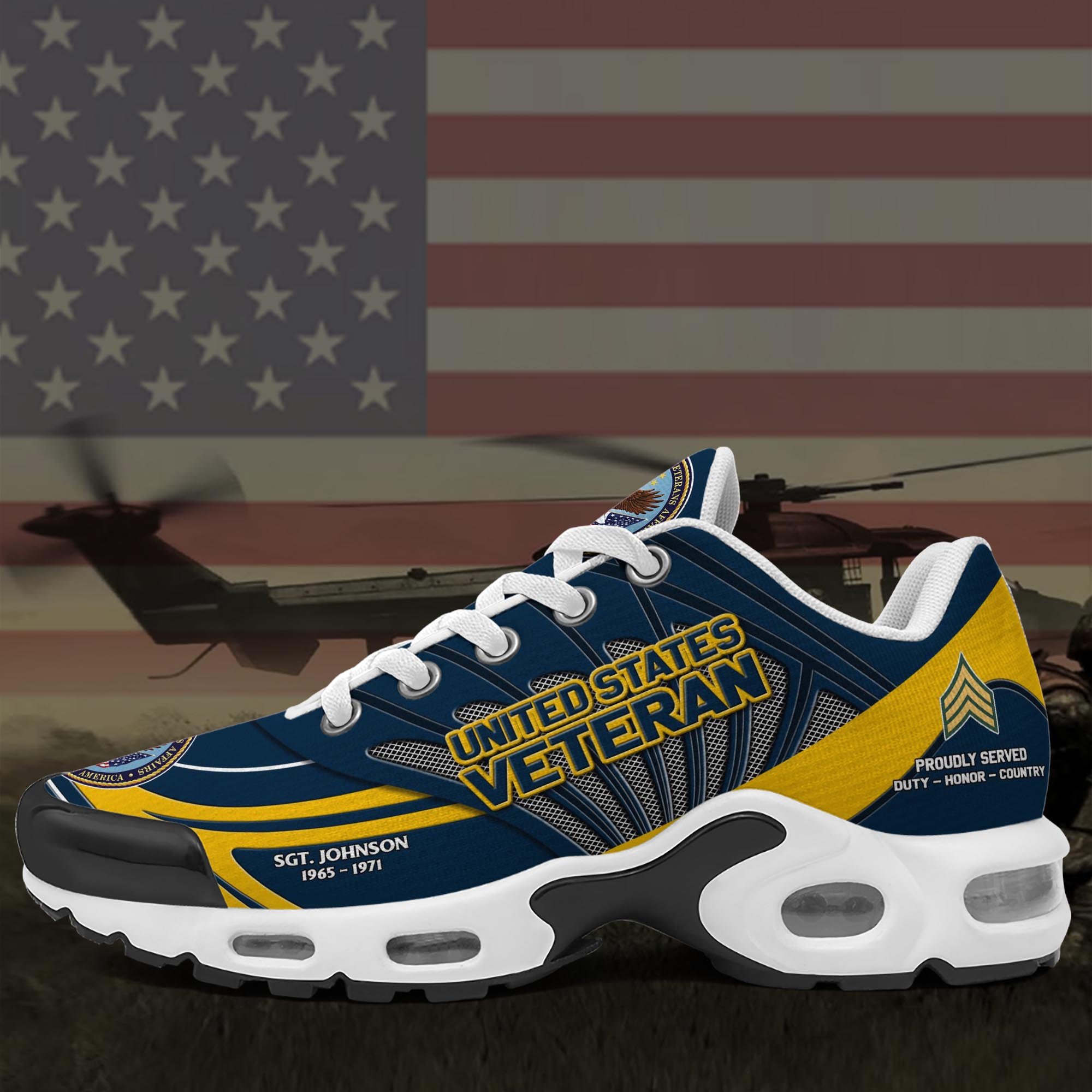 US Veteran TN Shoes Custom Name, Rank And Year, Military Shoes, Military Gifts PH475