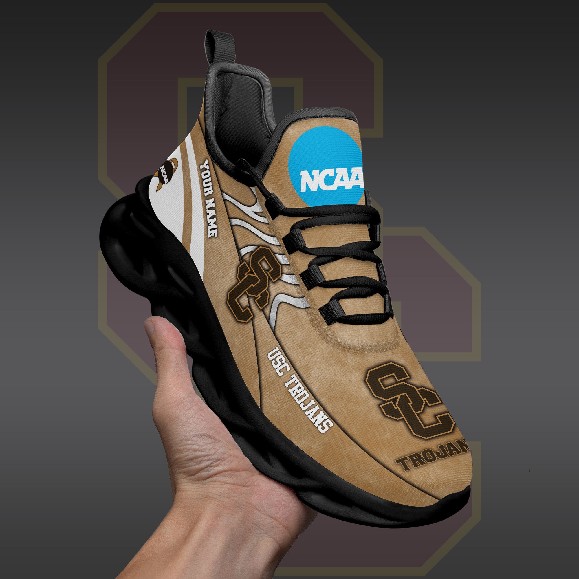 USC Trojans Black Max Soul Shoes 2026 Versions Custom Your Name And Number 312