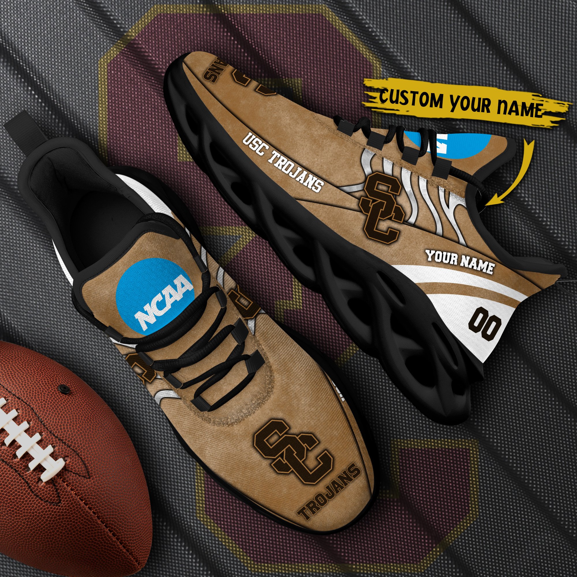 USC Trojans Black Max Soul Shoes 2026 Versions Custom Your Name And Number 312