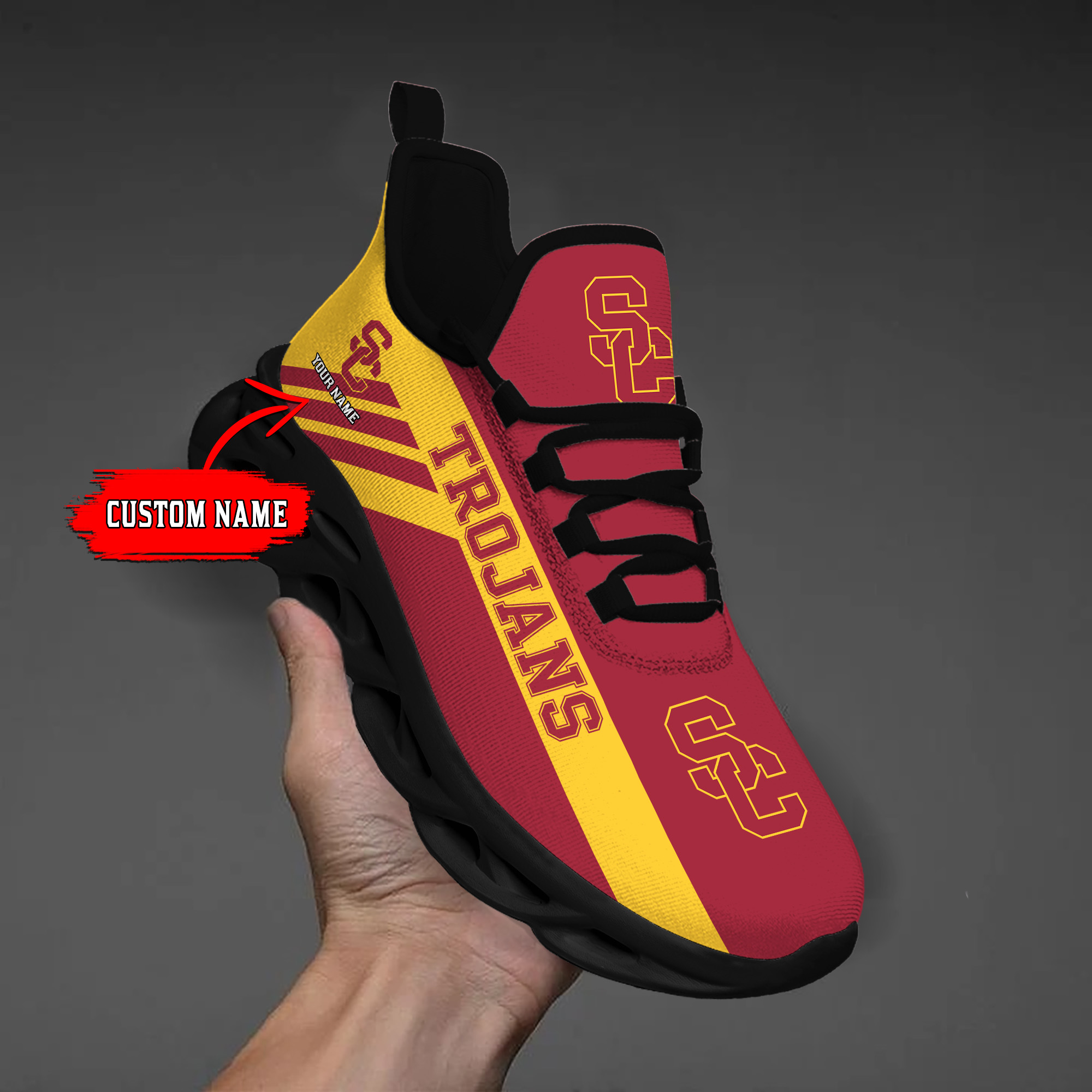 USC Trojans Custom Name PERSONALIZED MAX SOUL SHOES DS004