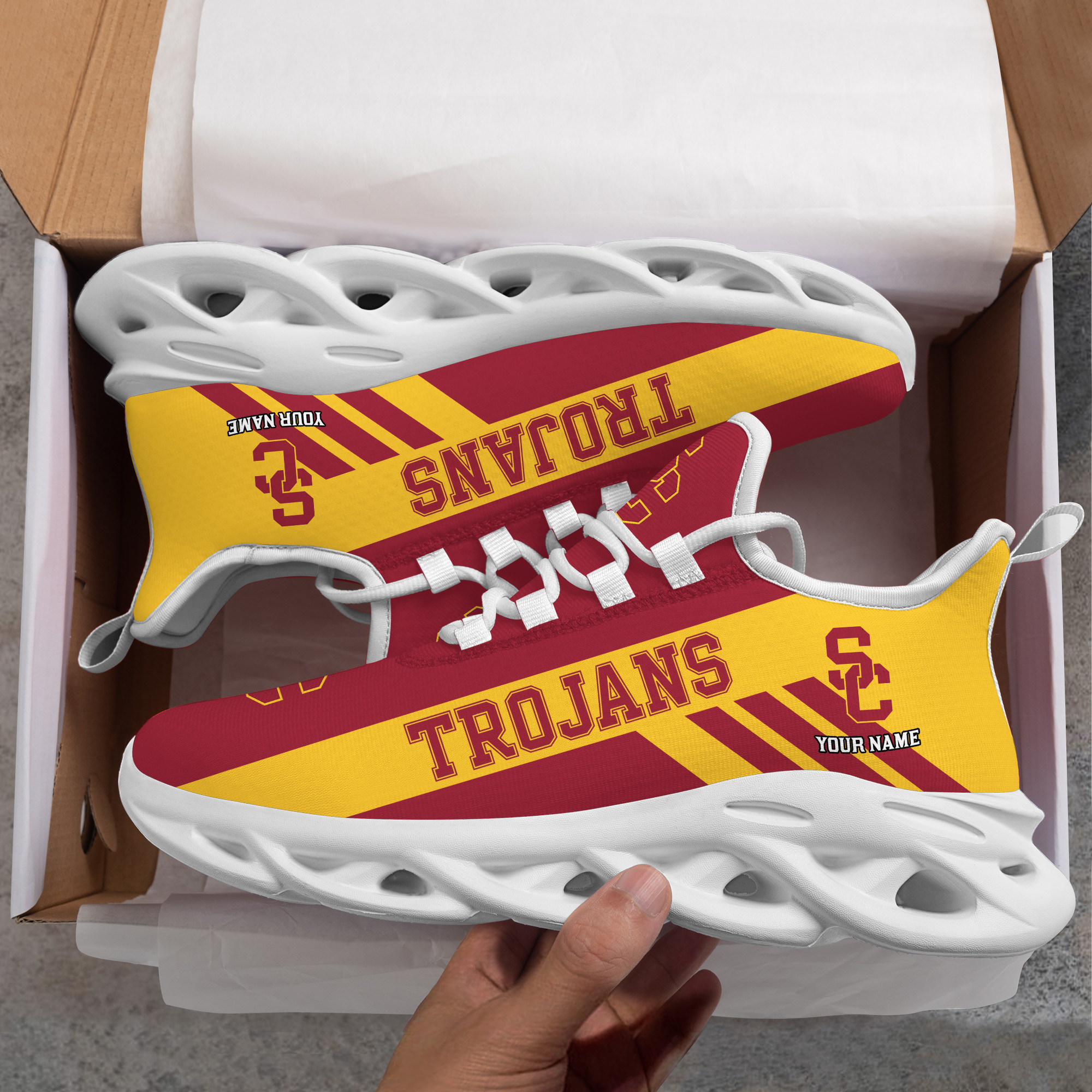 USC Trojans Custom Name PERSONALIZED MAX SOUL SHOES DS004