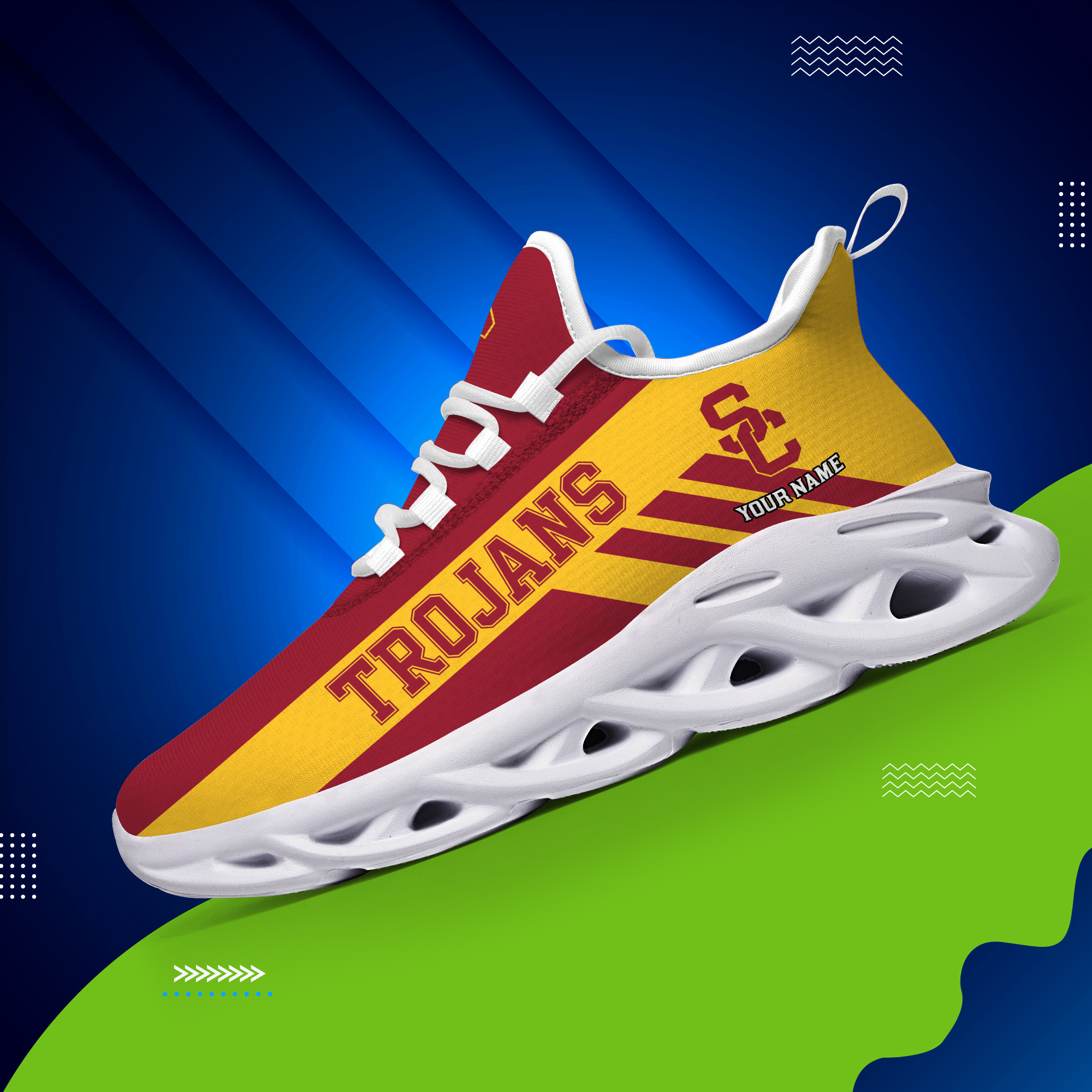 USC Trojans Custom Name PERSONALIZED MAX SOUL SHOES DS004