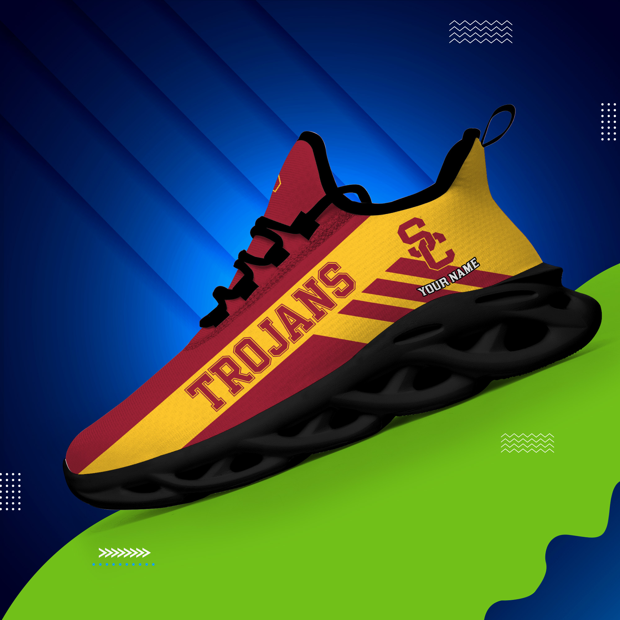 USC Trojans Custom Name PERSONALIZED MAX SOUL SHOES DS004