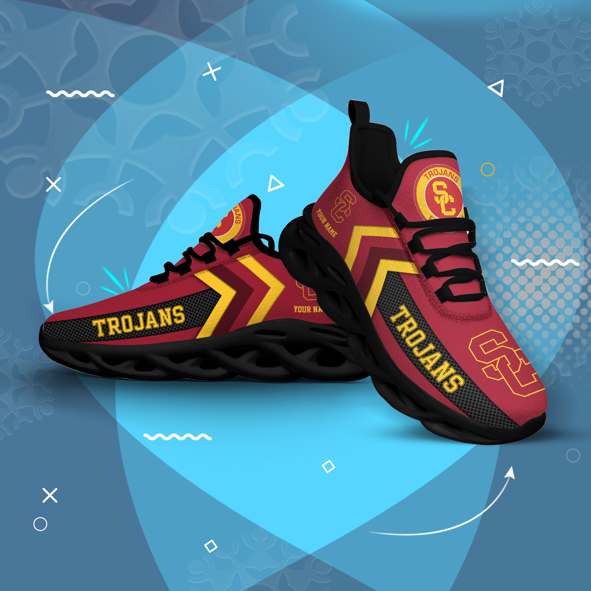 USC Trojans Personalized Custom Name Max Soul Shoes DS003