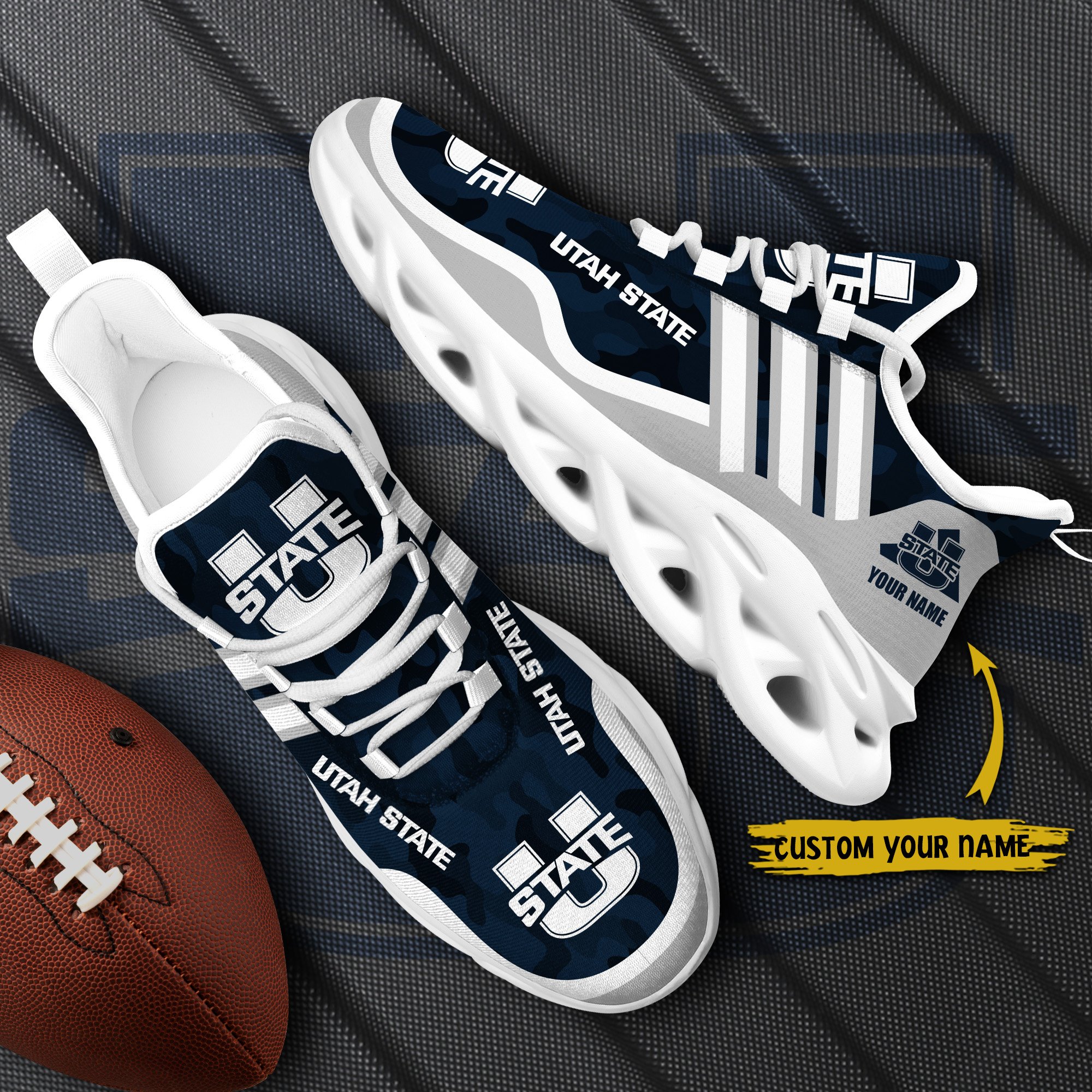 Utah State Aggies Black Max Soul Shoes 2026 Versions Custom Name 466