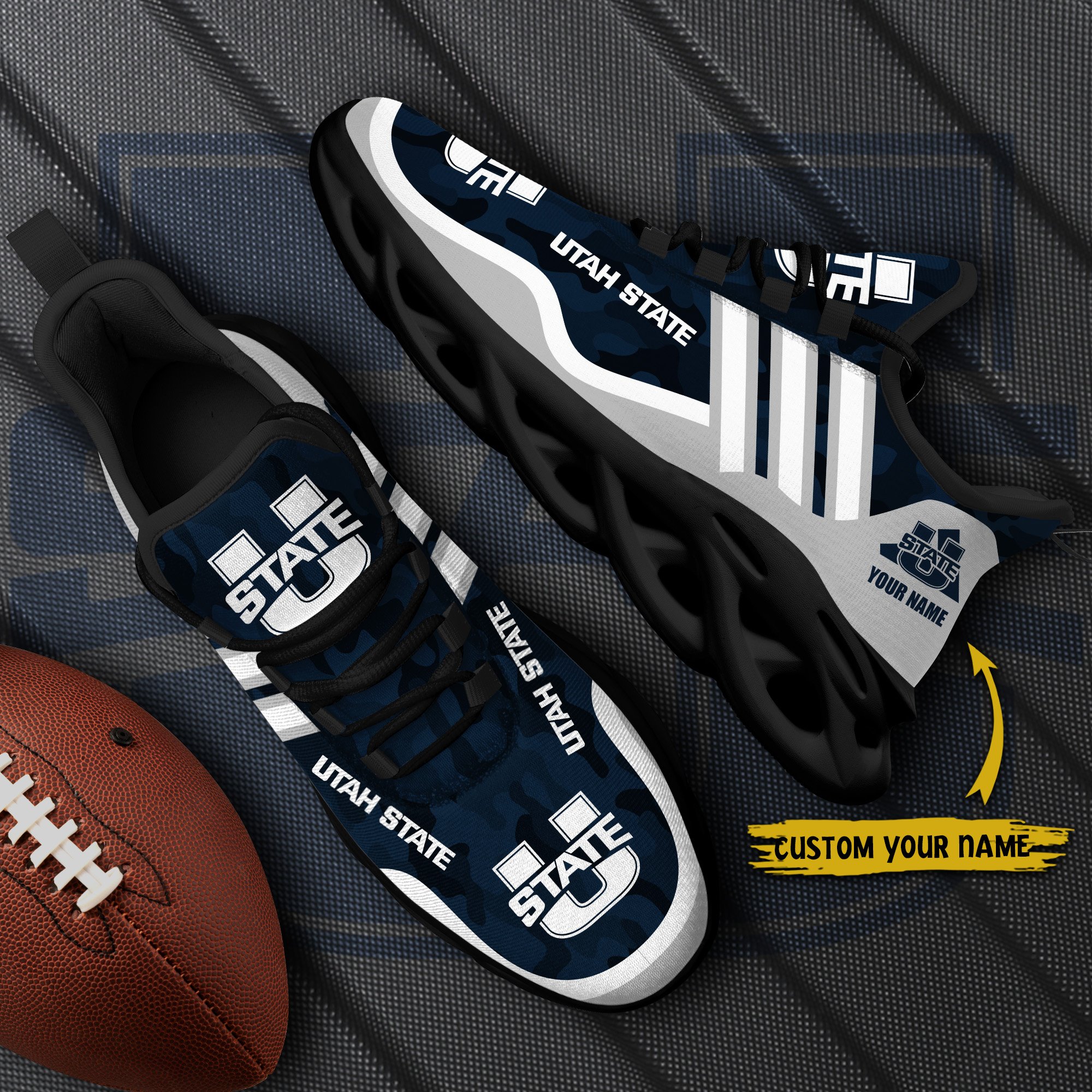 Utah State Aggies Black Max Soul Shoes 2026 Versions Custom Name 466