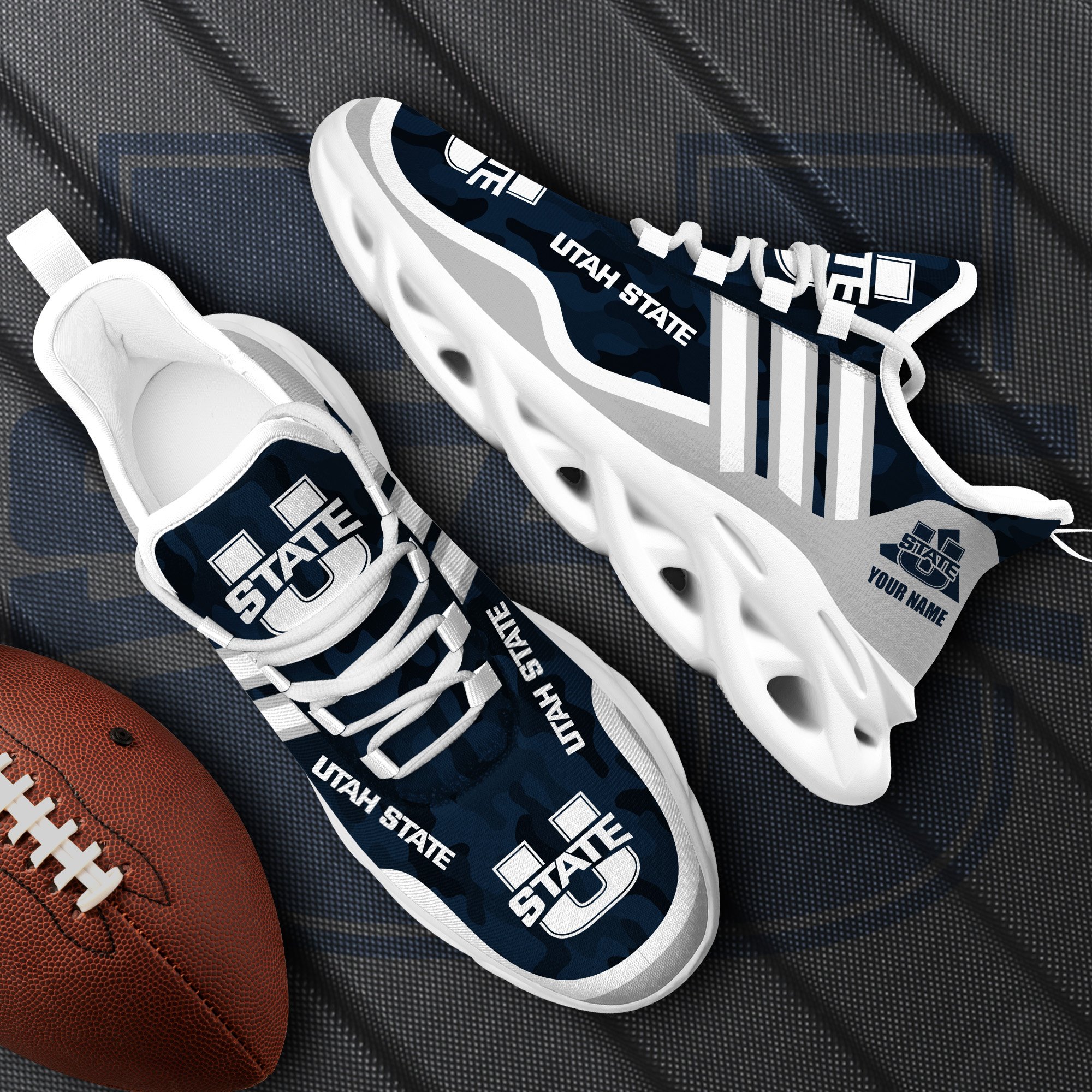 Utah State Aggies Black Max Soul Shoes 2026 Versions Custom Name 466
