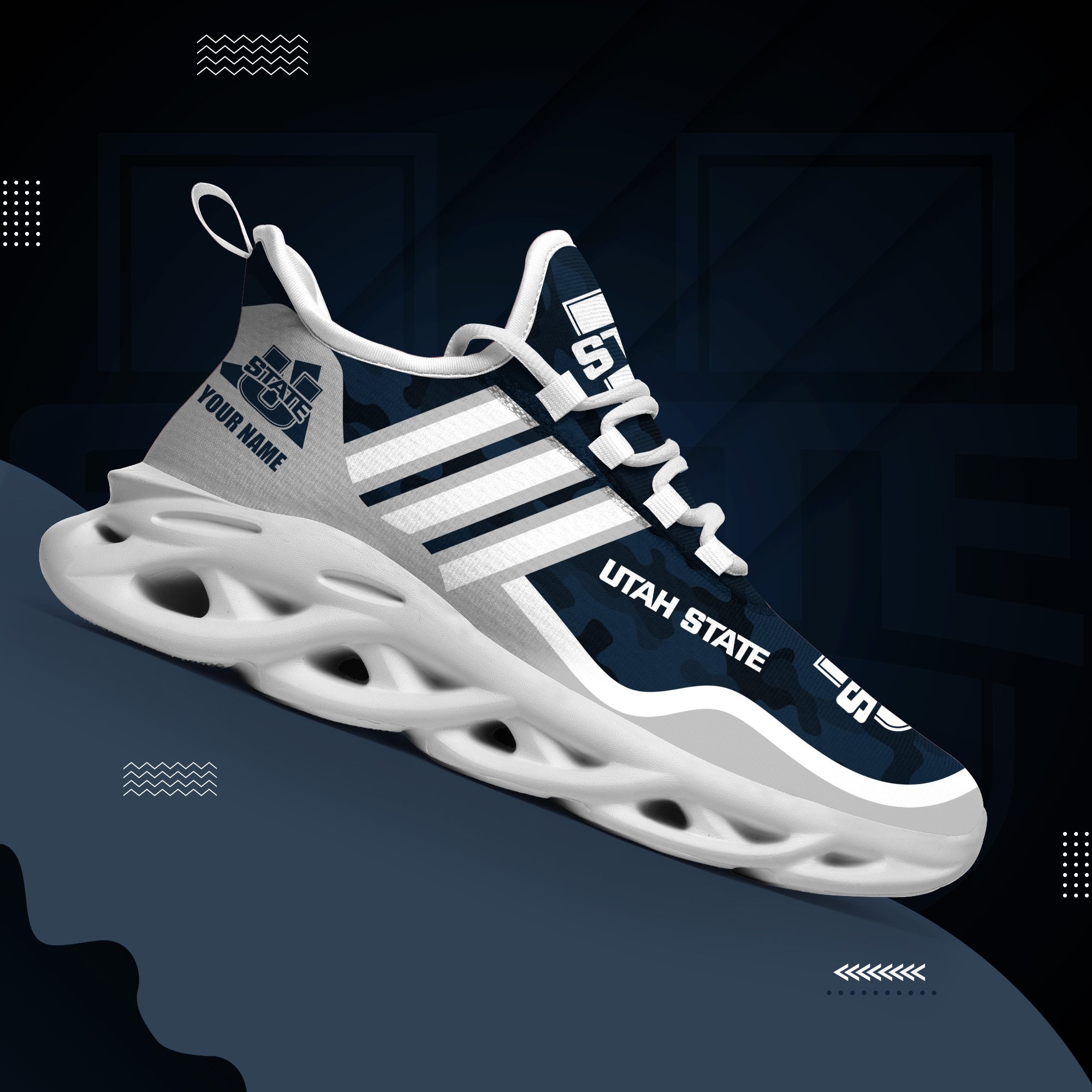 Utah State Aggies Black Max Soul Shoes 2026 Versions Custom Name 466