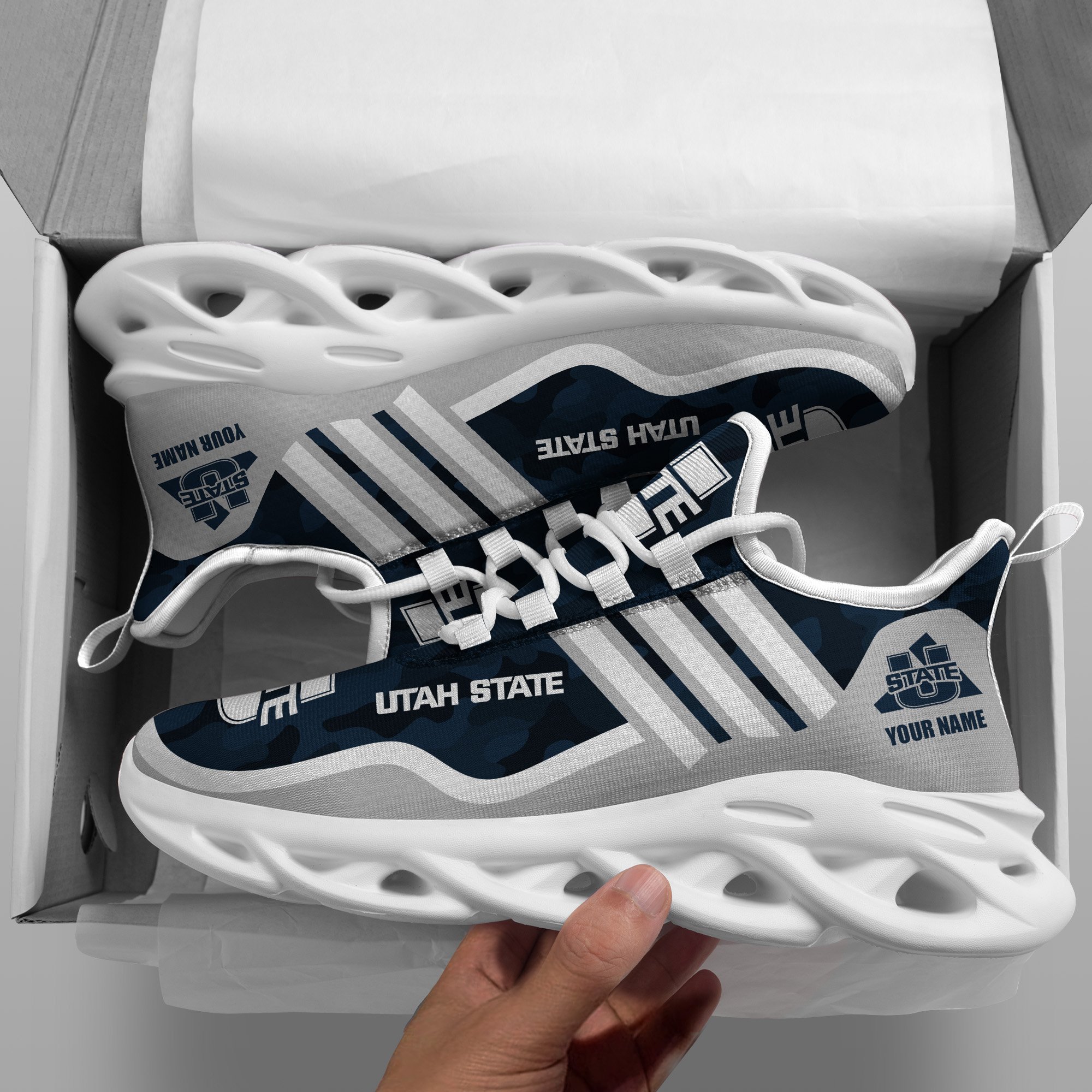 Utah State Aggies Black Max Soul Shoes 2026 Versions Custom Name 466