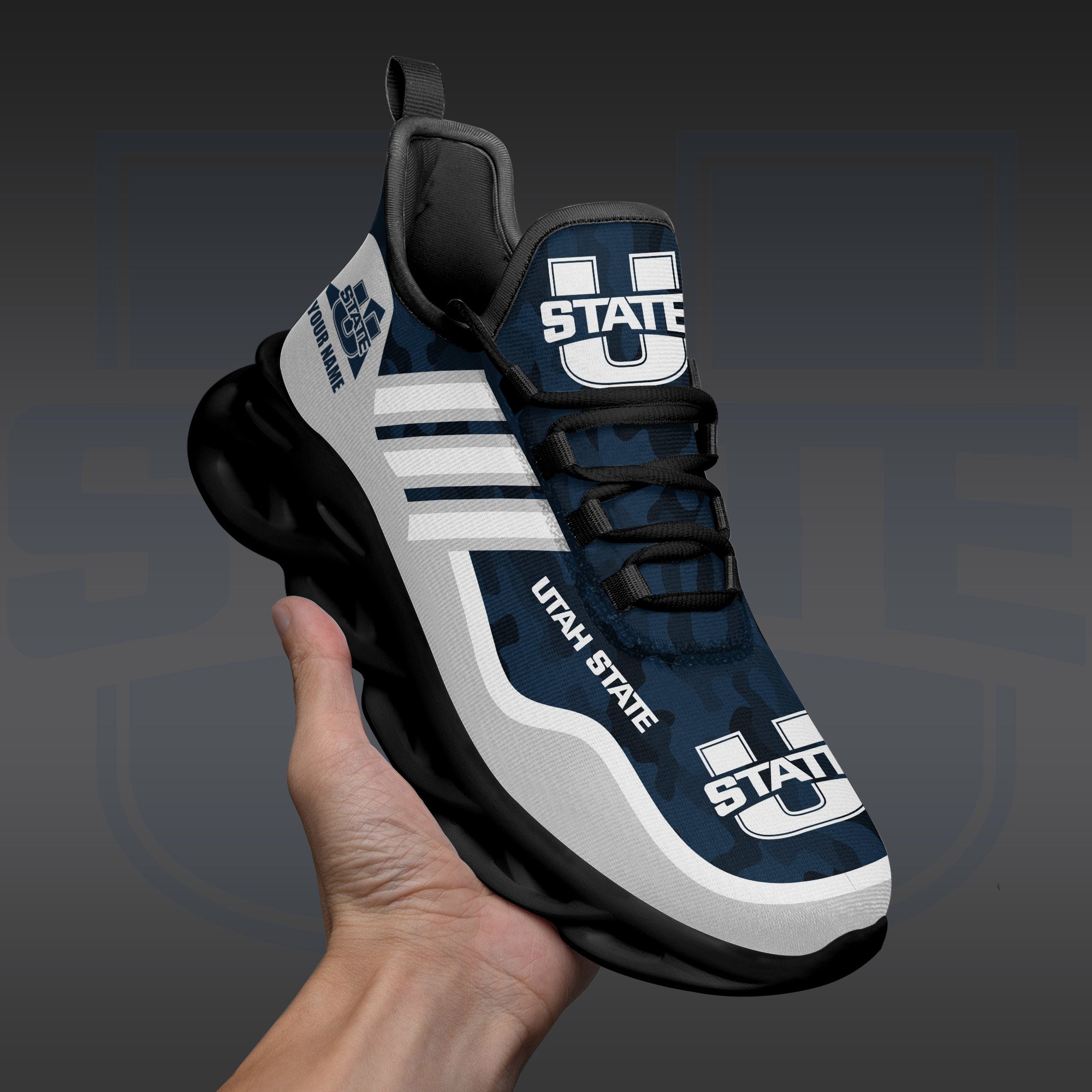 Utah State Aggies Black Max Soul Shoes 2026 Versions Custom Name 466