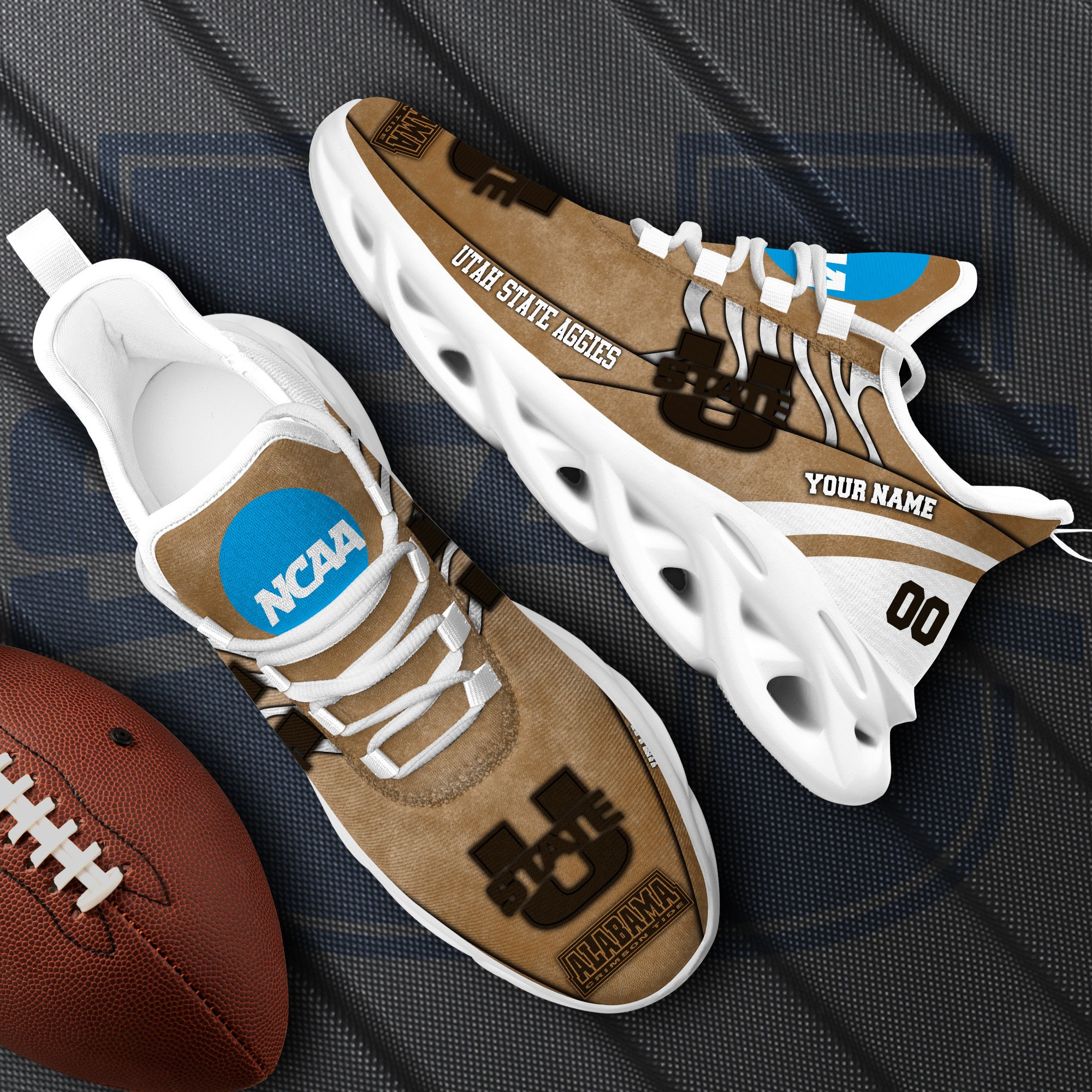 Utah State Aggies Black Max Soul Shoes 2026 Versions Custom Your Name And Number 312