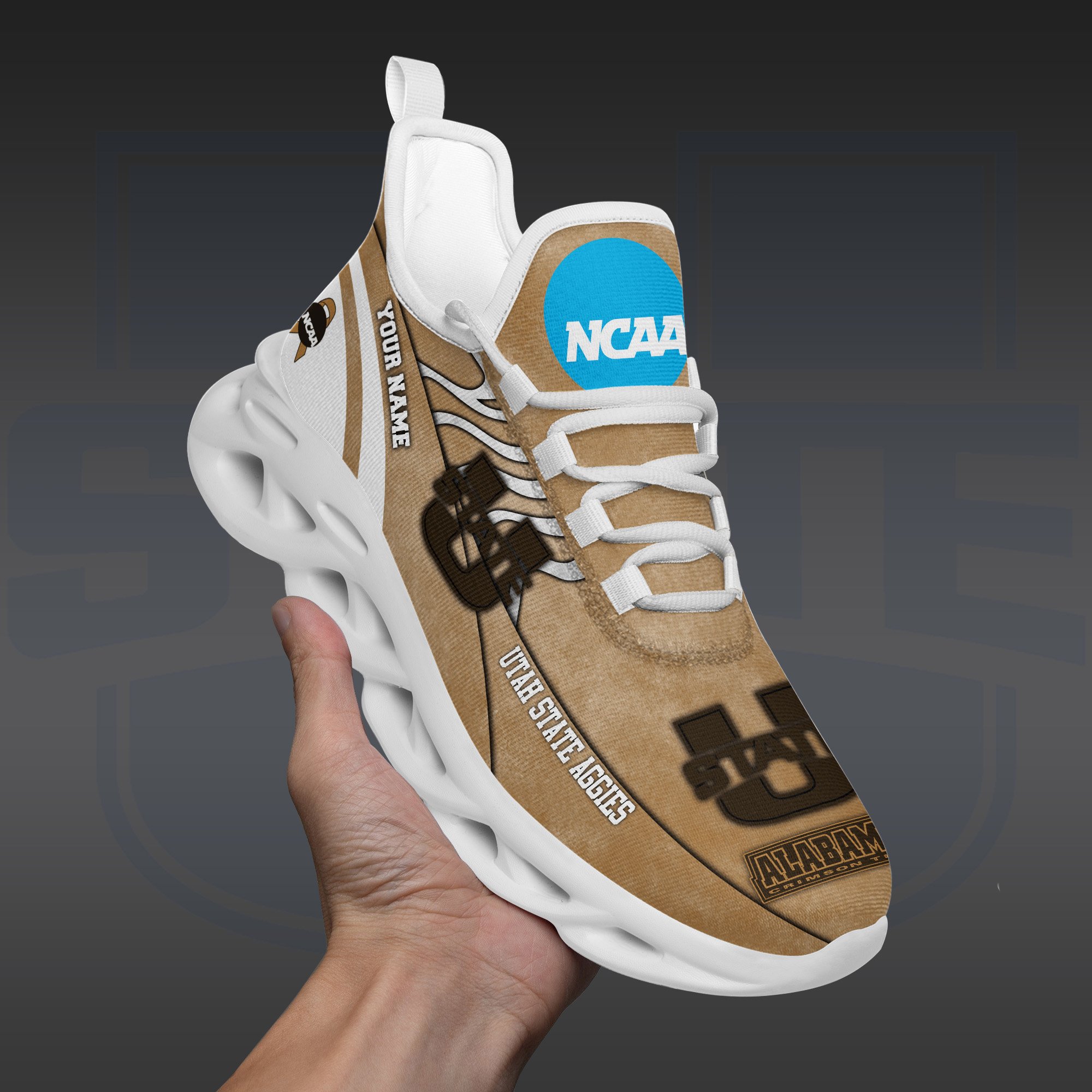 Utah State Aggies Black Max Soul Shoes 2026 Versions Custom Your Name And Number 312