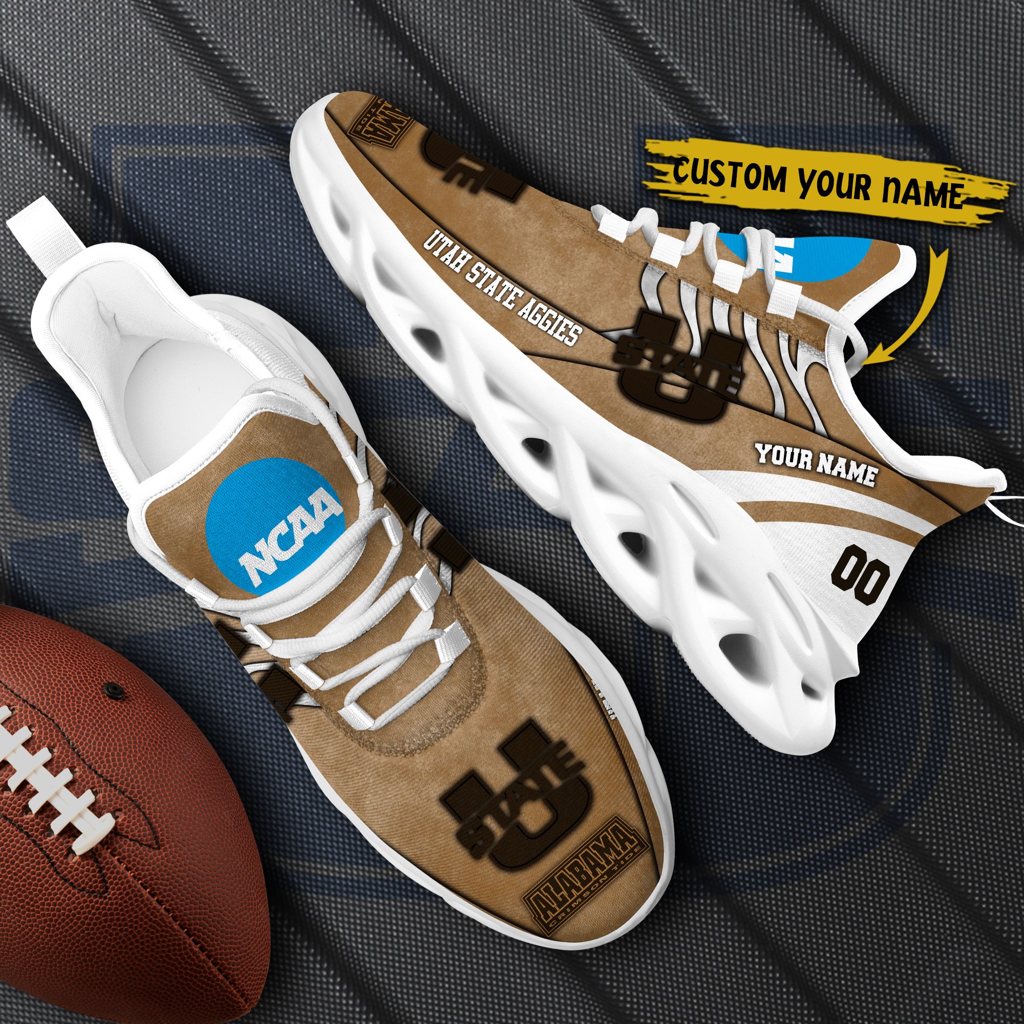 Utah State Aggies Black Max Soul Shoes 2026 Versions Custom Your Name And Number 312