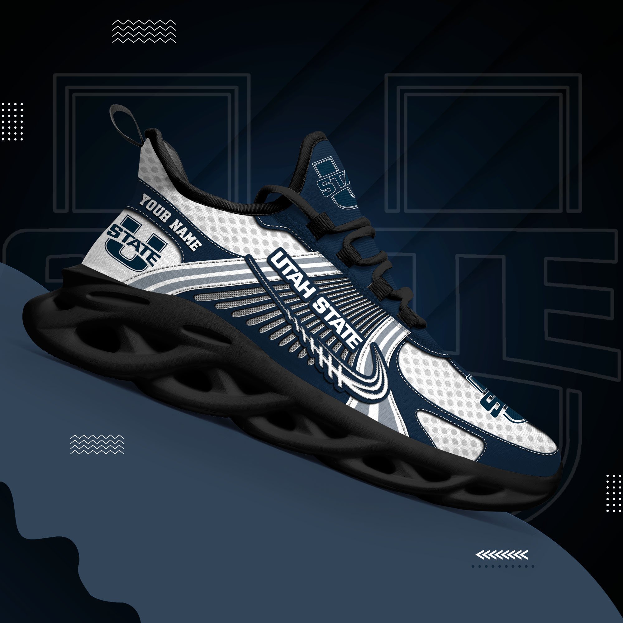 Utah State Aggies Clunky Sneakers Custom Your Name, Sport Sneakers, Sport Gifts For Fan, Gifts For Him