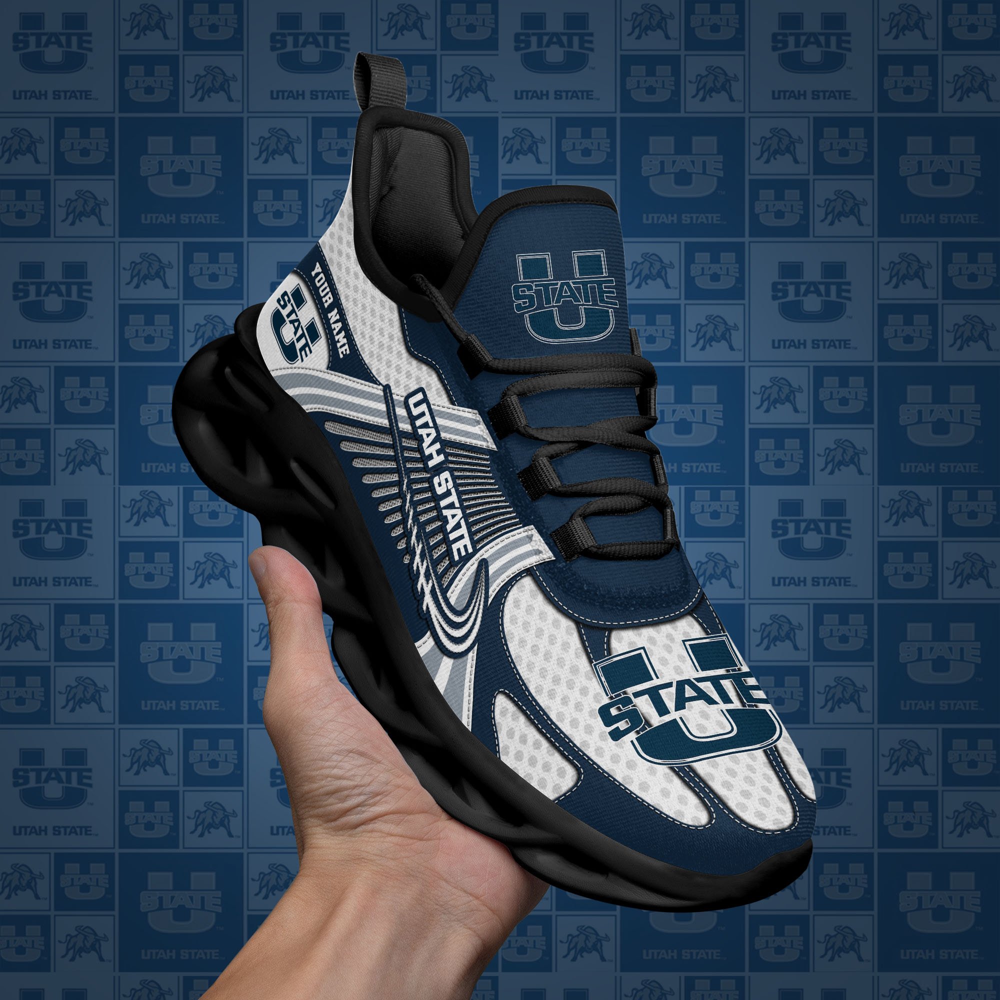 Utah State Aggies Clunky Sneakers Custom Your Name, Sport Sneakers, Sport Gifts For Fan, Gifts For Him