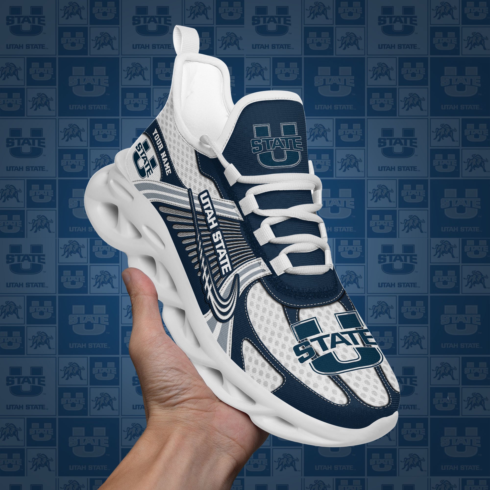Utah State Aggies Clunky Sneakers Custom Your Name, Sport Sneakers, Sport Gifts For Fan, Gifts For Him