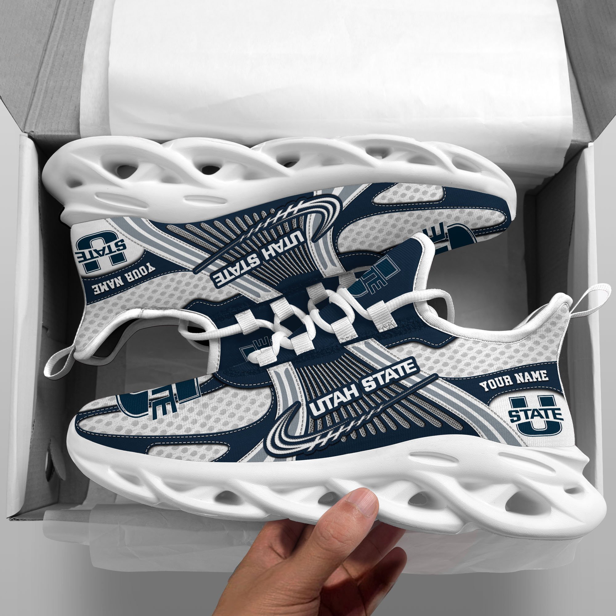 Utah State Aggies Clunky Sneakers Custom Your Name, Sport Sneakers, Sport Gifts For Fan, Gifts For Him