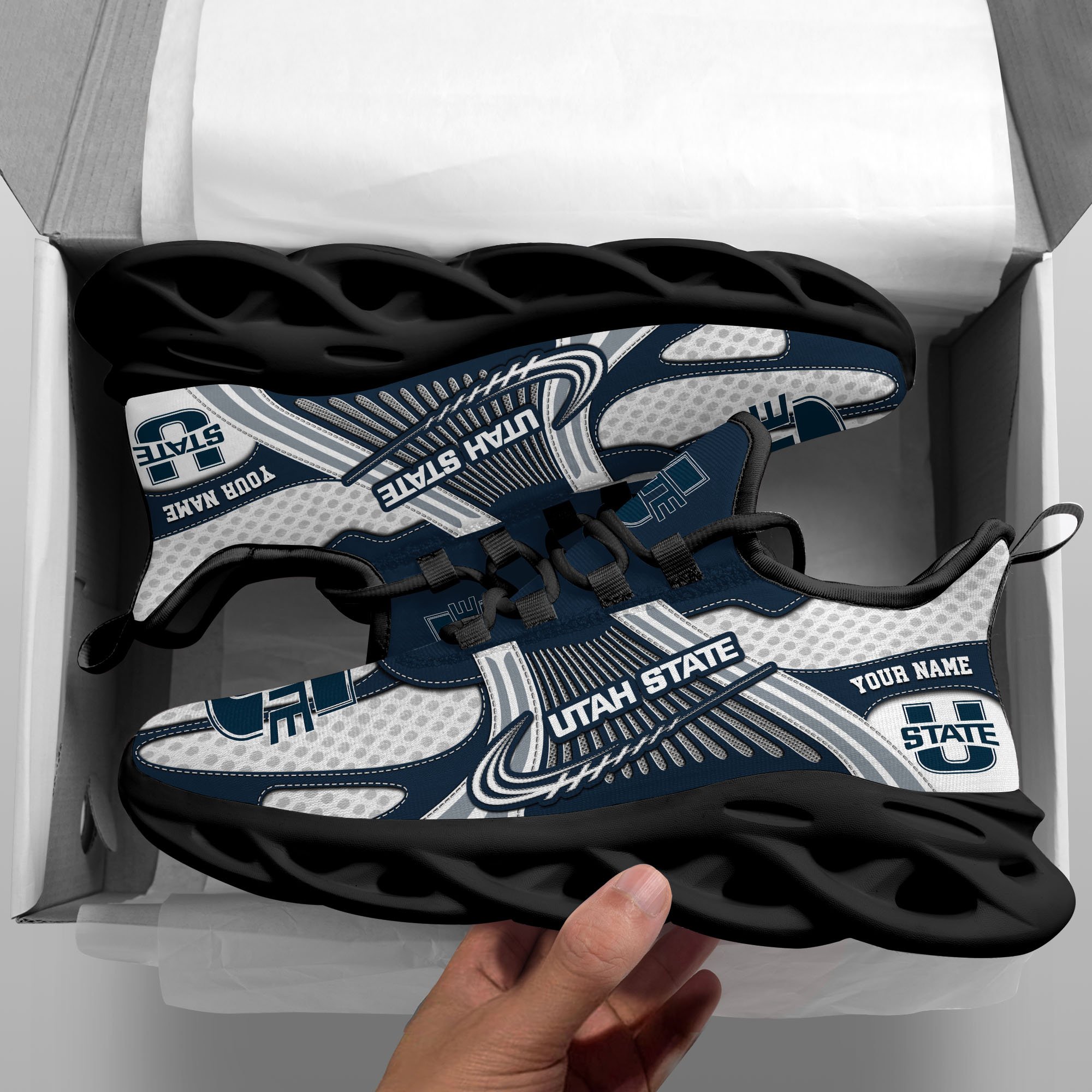 Utah State Aggies Clunky Sneakers Custom Your Name, Sport Sneakers, Sport Gifts For Fan, Gifts For Him