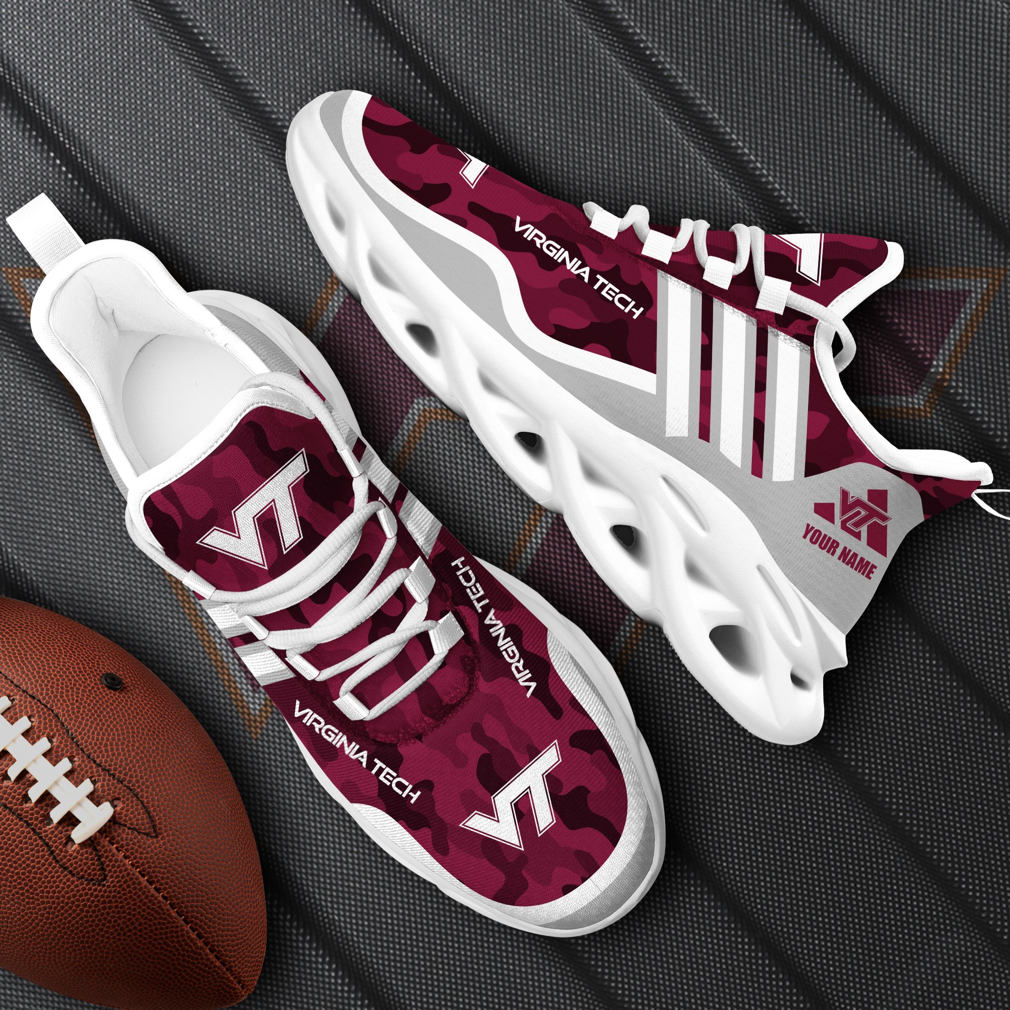 Virginia Tech Hokies Black Max Soul Shoes 2026 Versions Custom Name 466