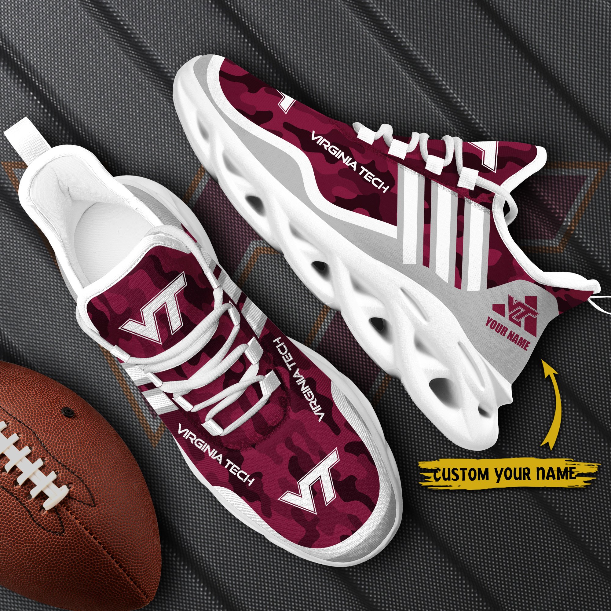 Virginia Tech Hokies Black Max Soul Shoes 2026 Versions Custom Name 466