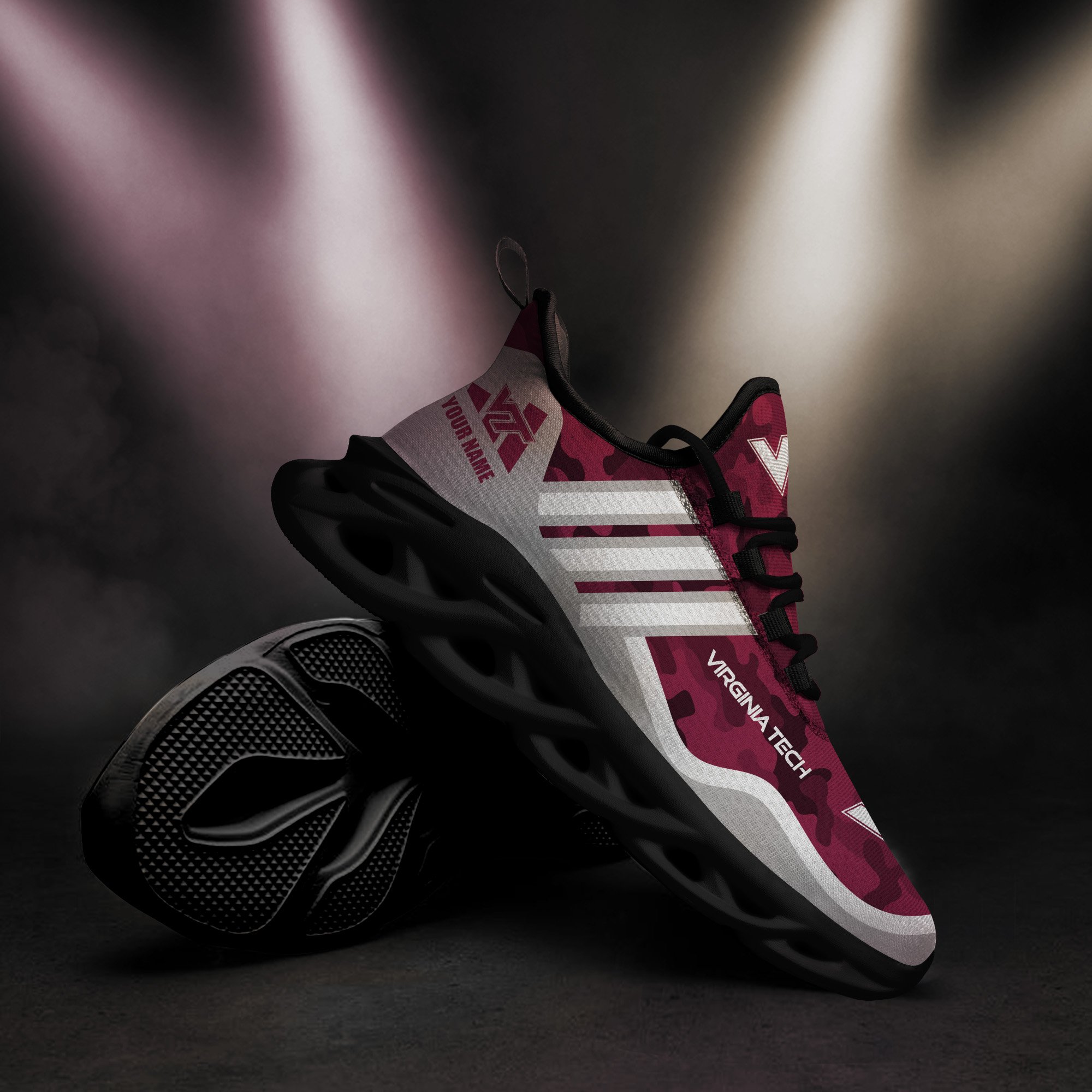 Virginia Tech Hokies Black Max Soul Shoes 2026 Versions Custom Name 466
