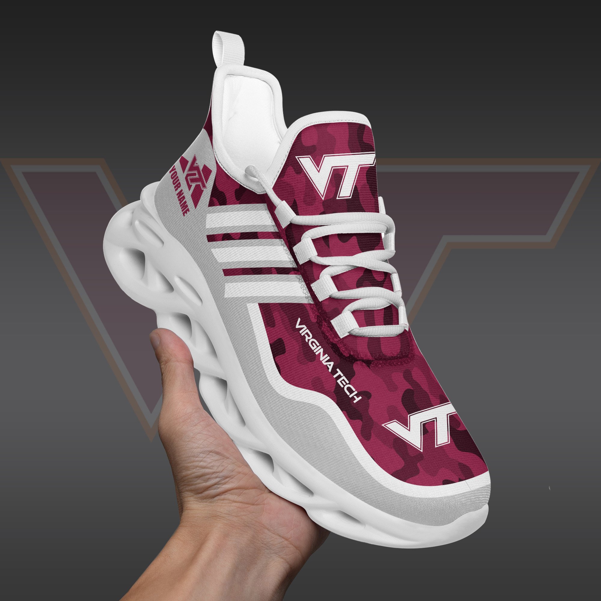 Virginia Tech Hokies Black Max Soul Shoes 2026 Versions Custom Name 466