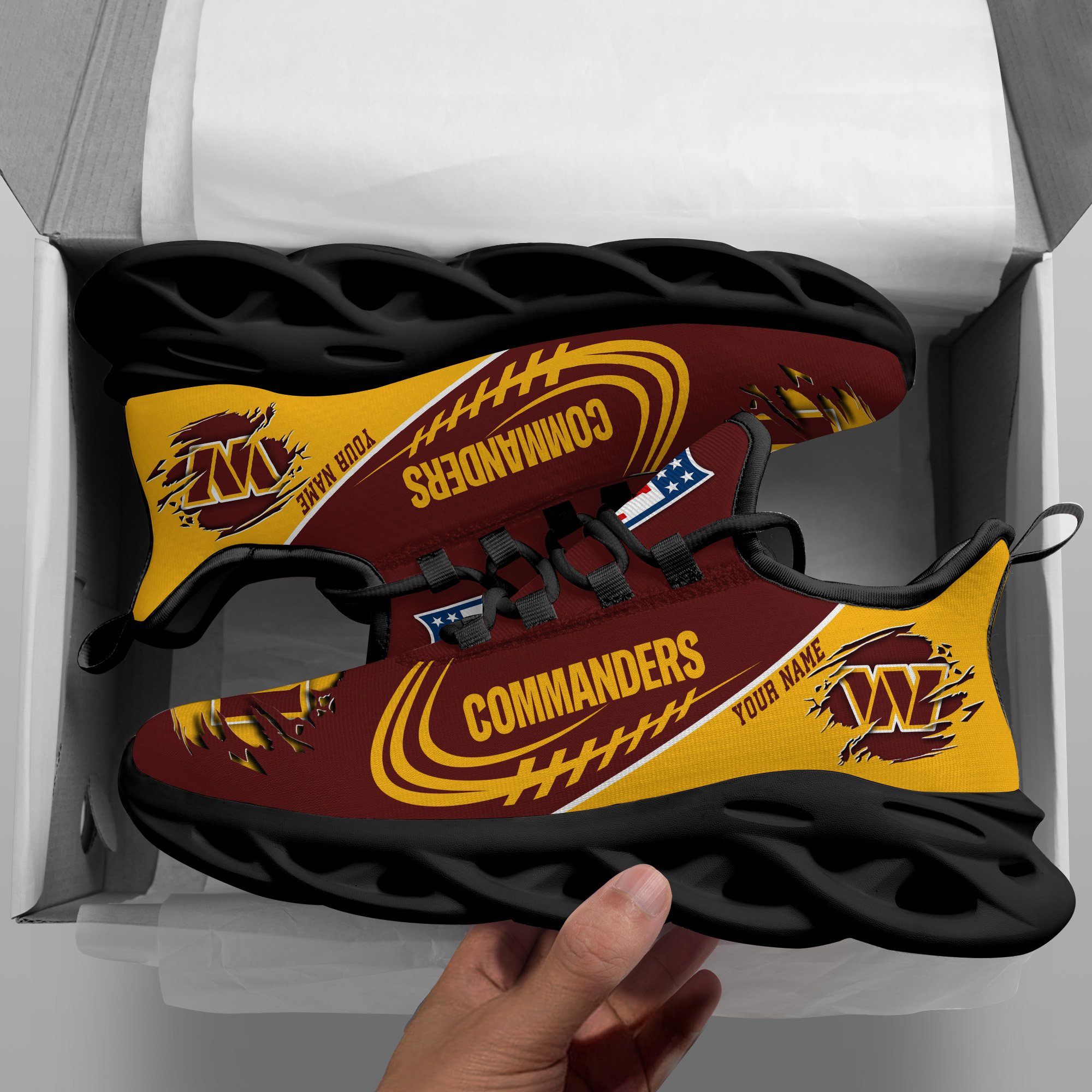 Washington Commanders Black Max Soul Shoes 2026 Versions Custom Name 003