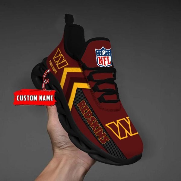 Washington Commanders Black Max Soul Shoes 2026 Versions Custom Name 638
