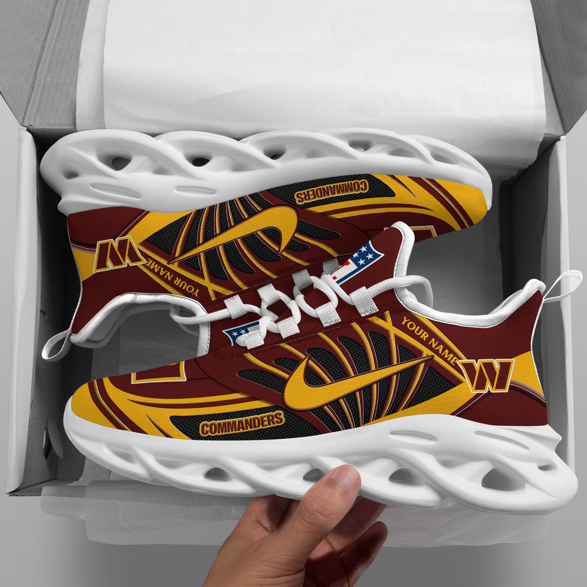 Washington Commanders Black Max Soul Shoes 2026 Versions Custom Name 898