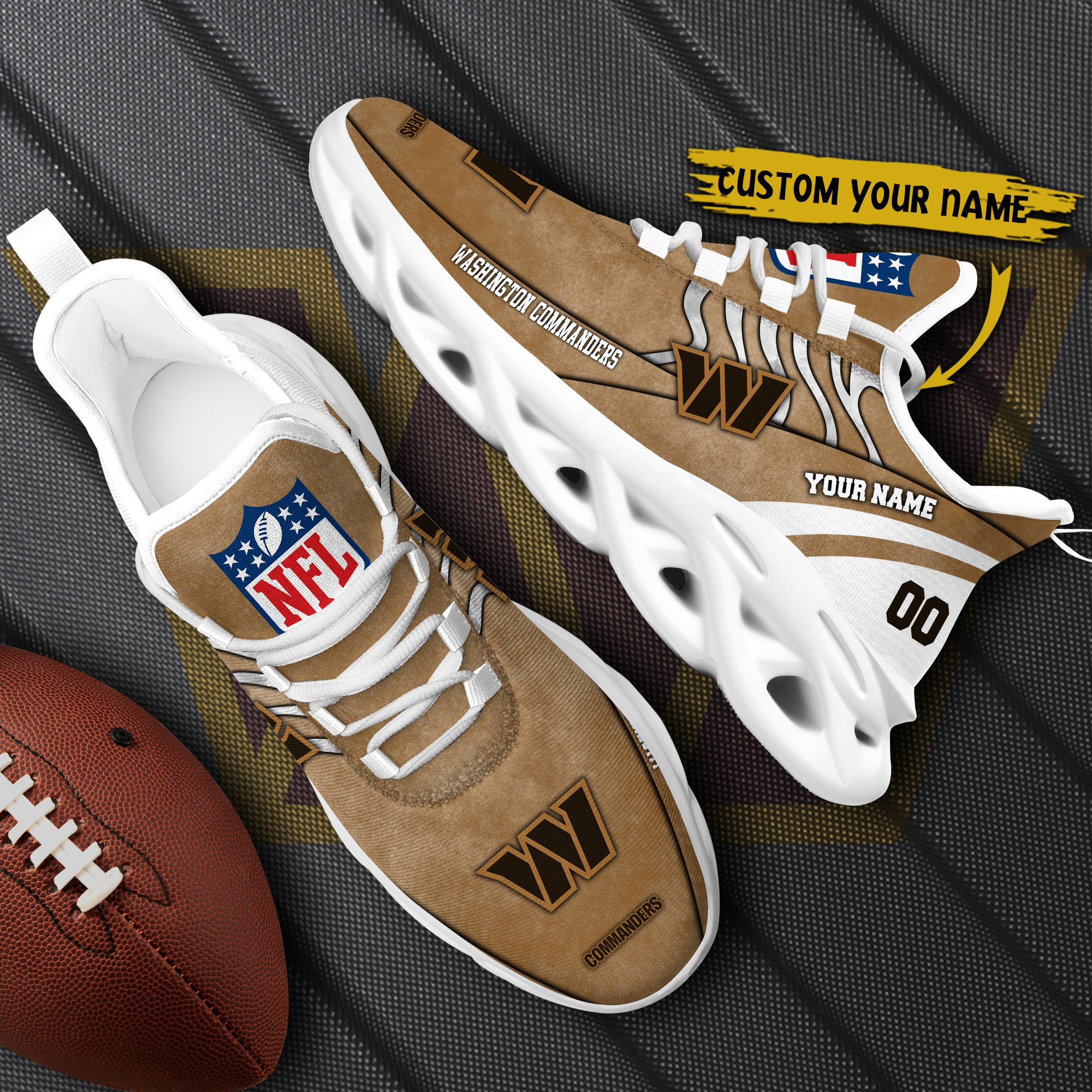 Washington Commanders Black Max Soul Shoes 2026 Versions Custom Your Name And Number 264
