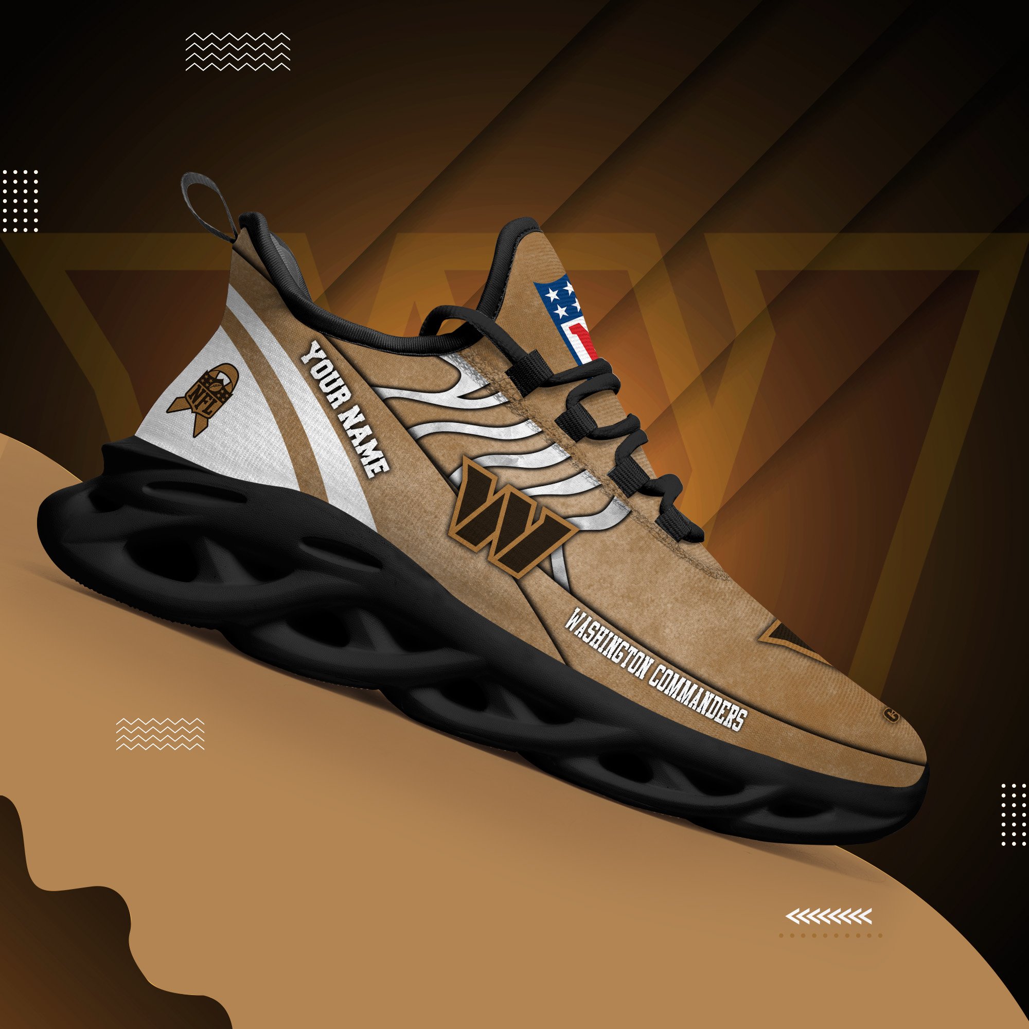 Washington Commanders Black Max Soul Shoes 2026 Versions Custom Your Name And Number 264