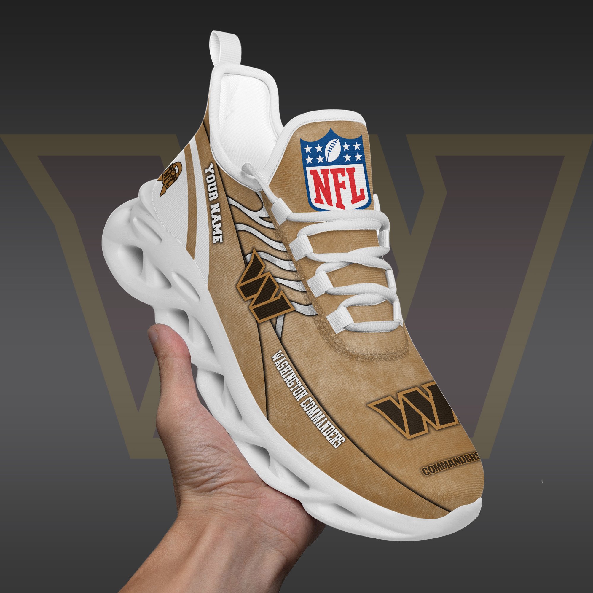 Washington Commanders Black Max Soul Shoes 2026 Versions Custom Your Name And Number 264