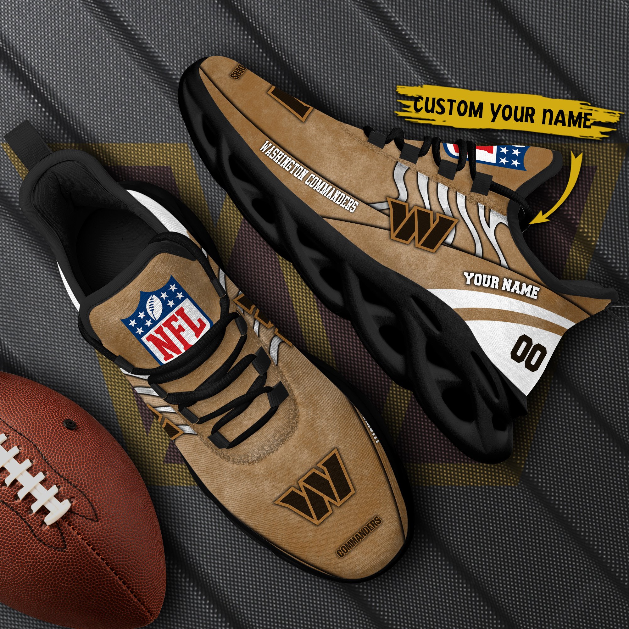 Washington Commanders Black Max Soul Shoes 2026 Versions Custom Your Name And Number 264