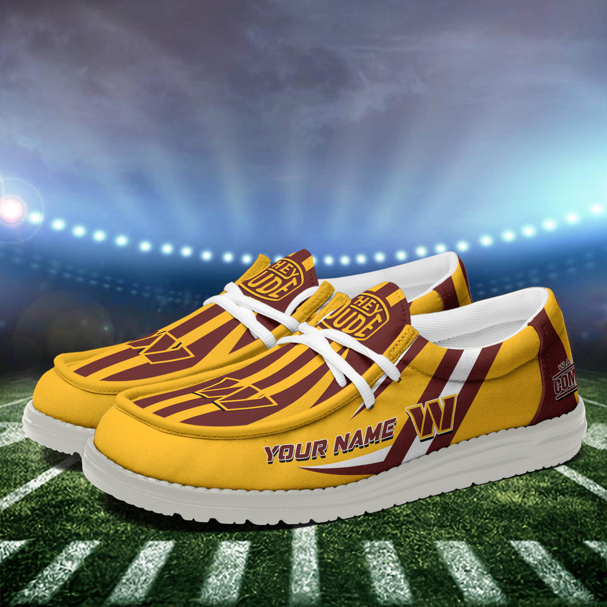 Washington Commanders Team White Canvas Loafer Shoes Personalized Your Name