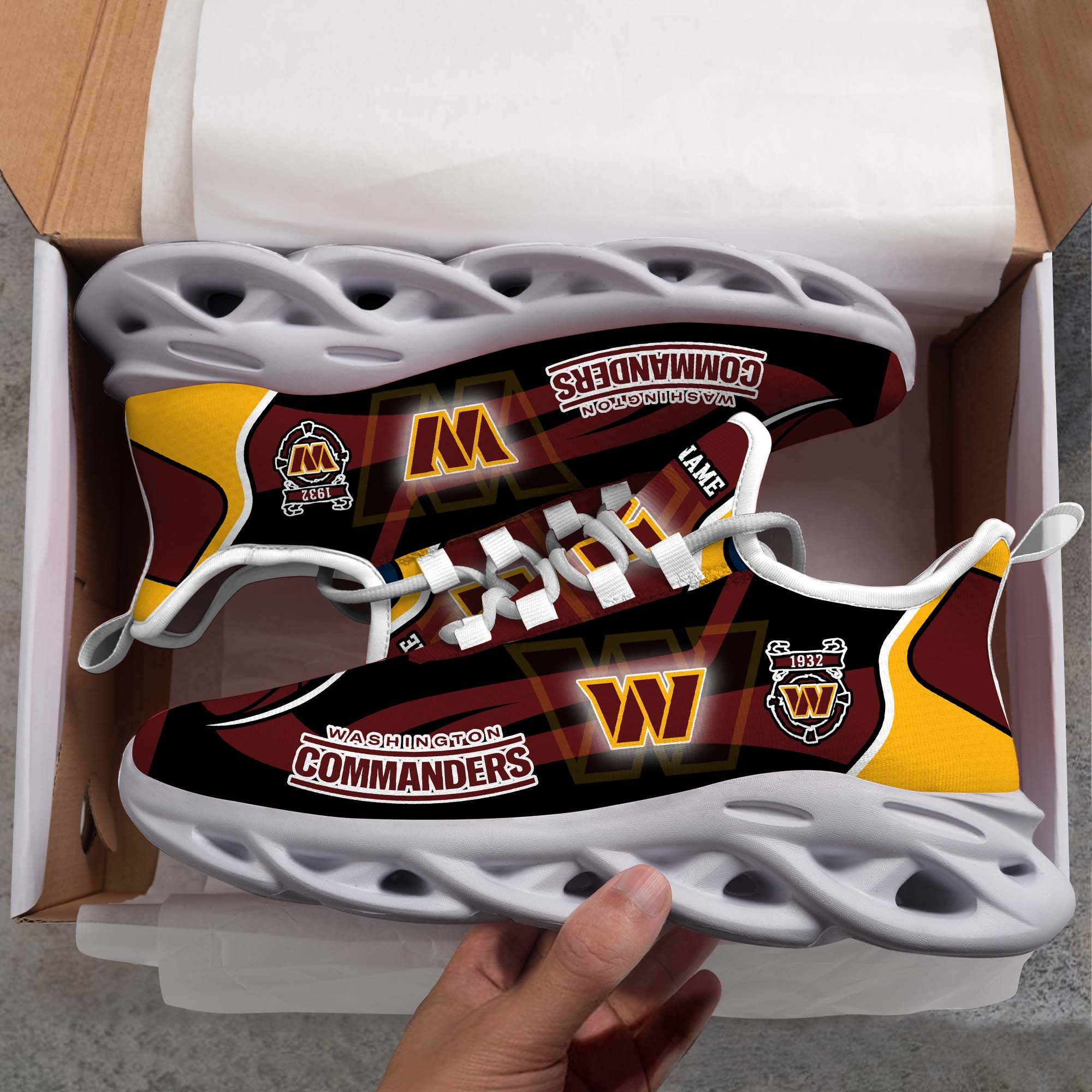 Washington Commanders White C Sneakers 2026 Version Personalized Your Name 090