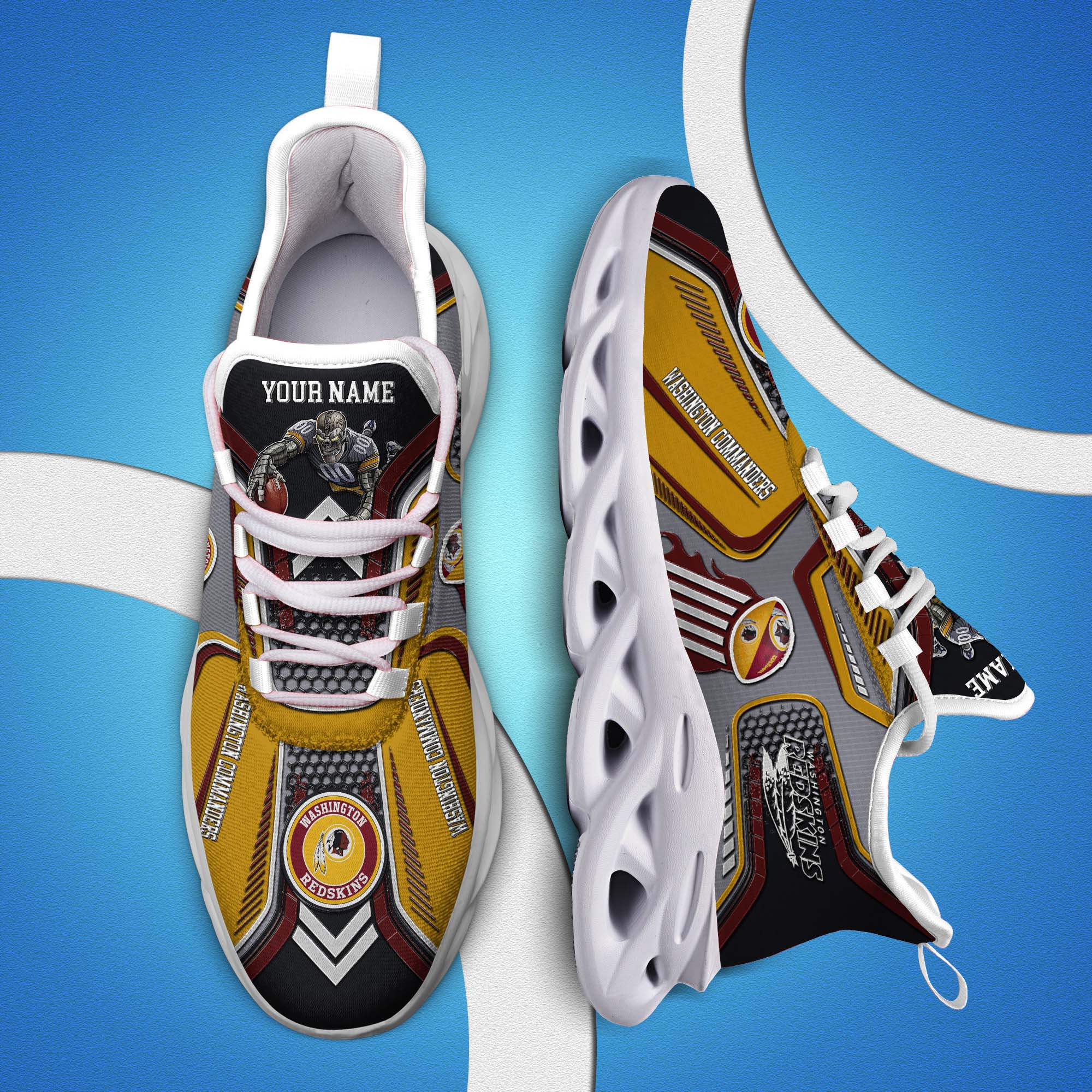 Washington Commanders White C Sneakers 2026 Version Personalized Your Name, Sport Sneakers , Sport Gifts PH605